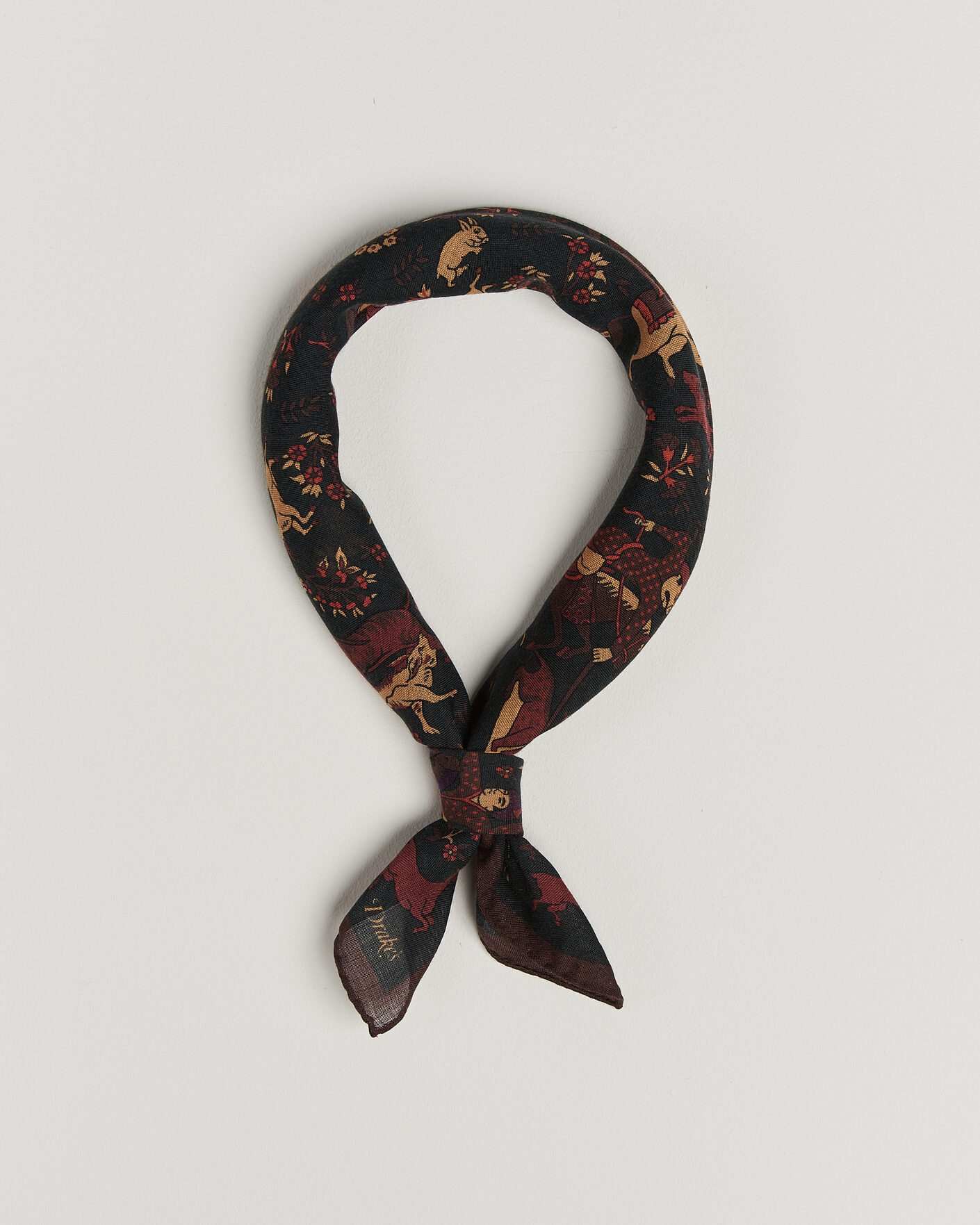 Herr | Scarves | Drake's | Moghul Wool/Silk Bandana Green
