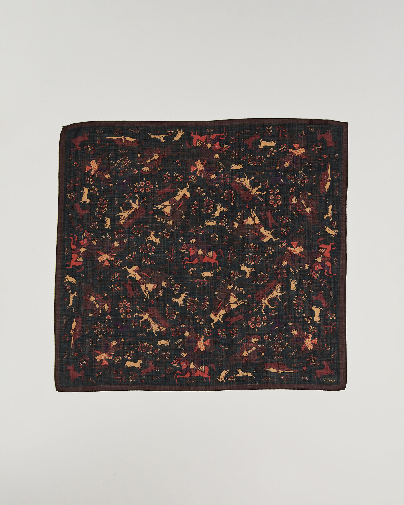 Herr | Scarves | Drake's | Moghul Wool/Silk Bandana Green