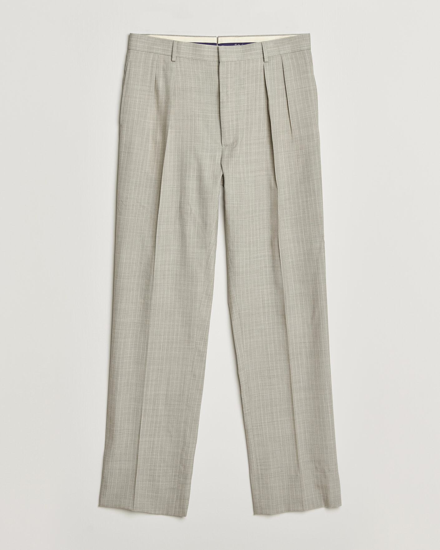 Herr | Byxor | Ralph Lauren Purple Label | Glenn Pinstriped Pleated Wool Trousers Grey