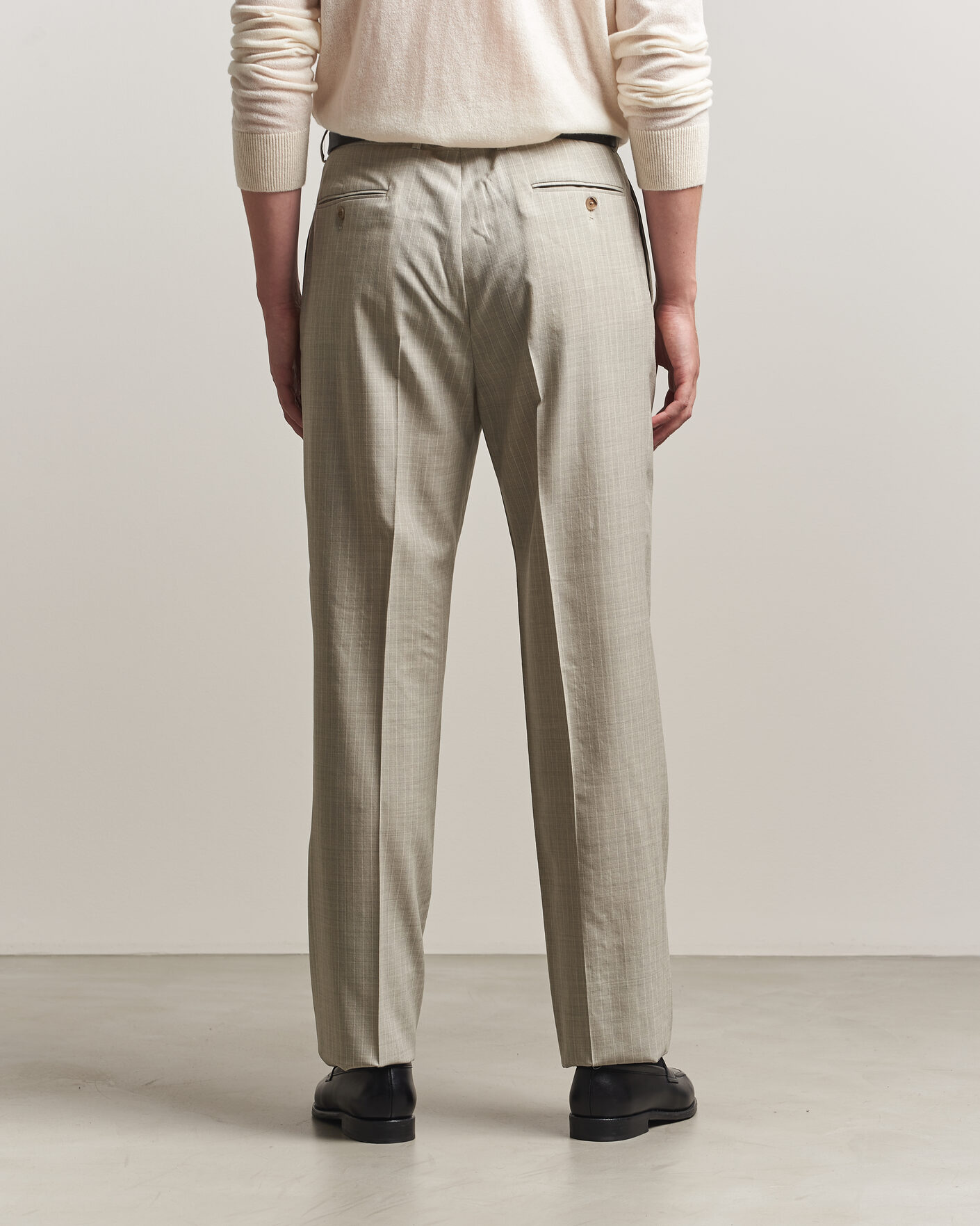 Herr | Byxor | Ralph Lauren Purple Label | Glenn Pinstriped Pleated Wool Trousers Grey
