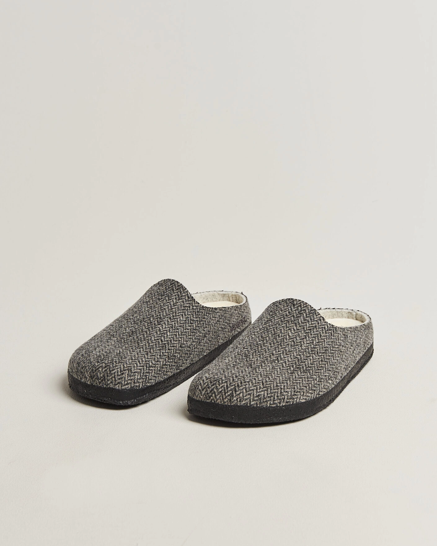 Herr | Sandaler & Tofflor | BIRKENSTOCK | Amsterdam Wrapped Dip Shearling Dark Grey Herringbone