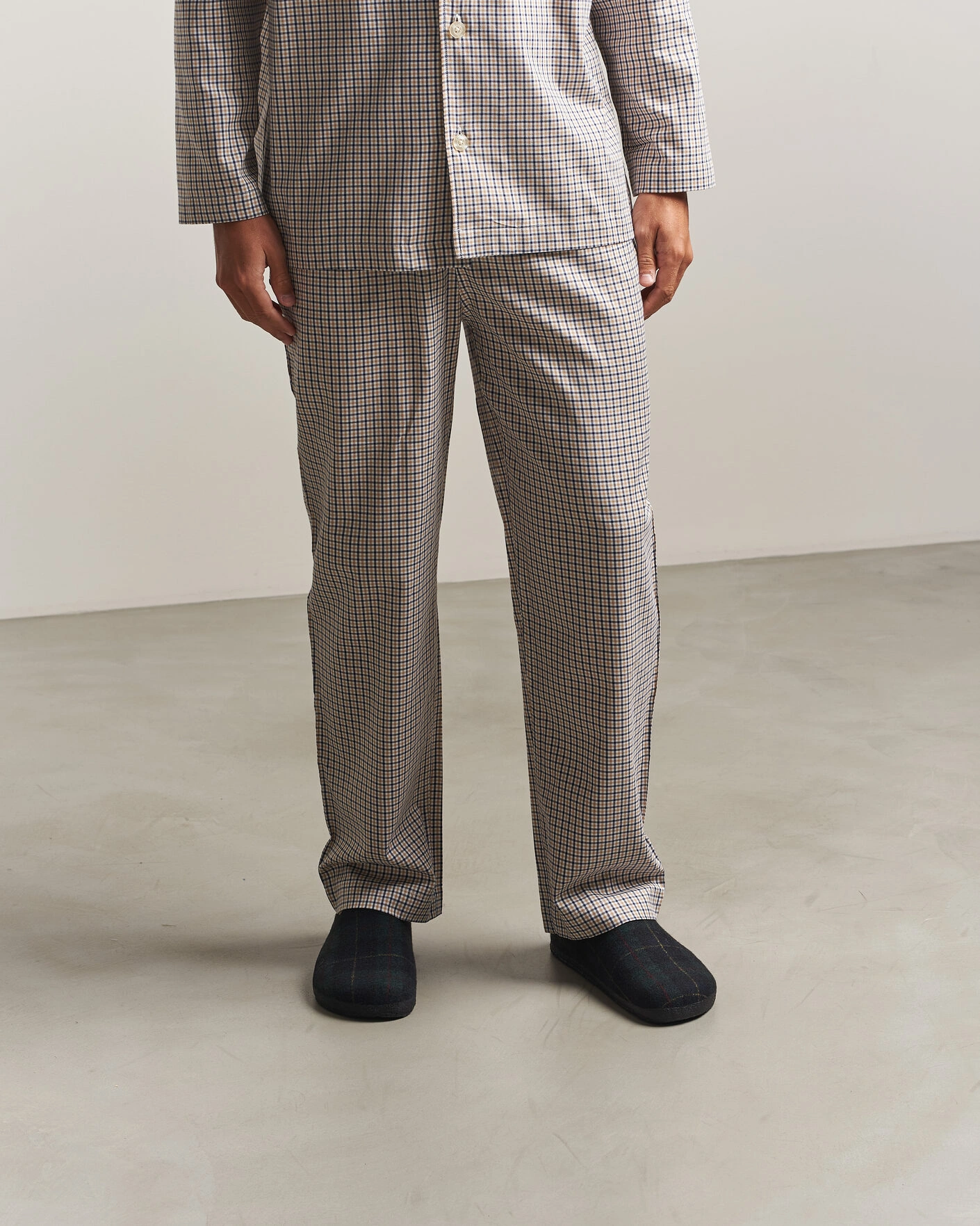 Herr | Sandaler & Tofflor | BIRKENSTOCK | Amsterdam Wrapped Dip Shearling Green Navy Plaid