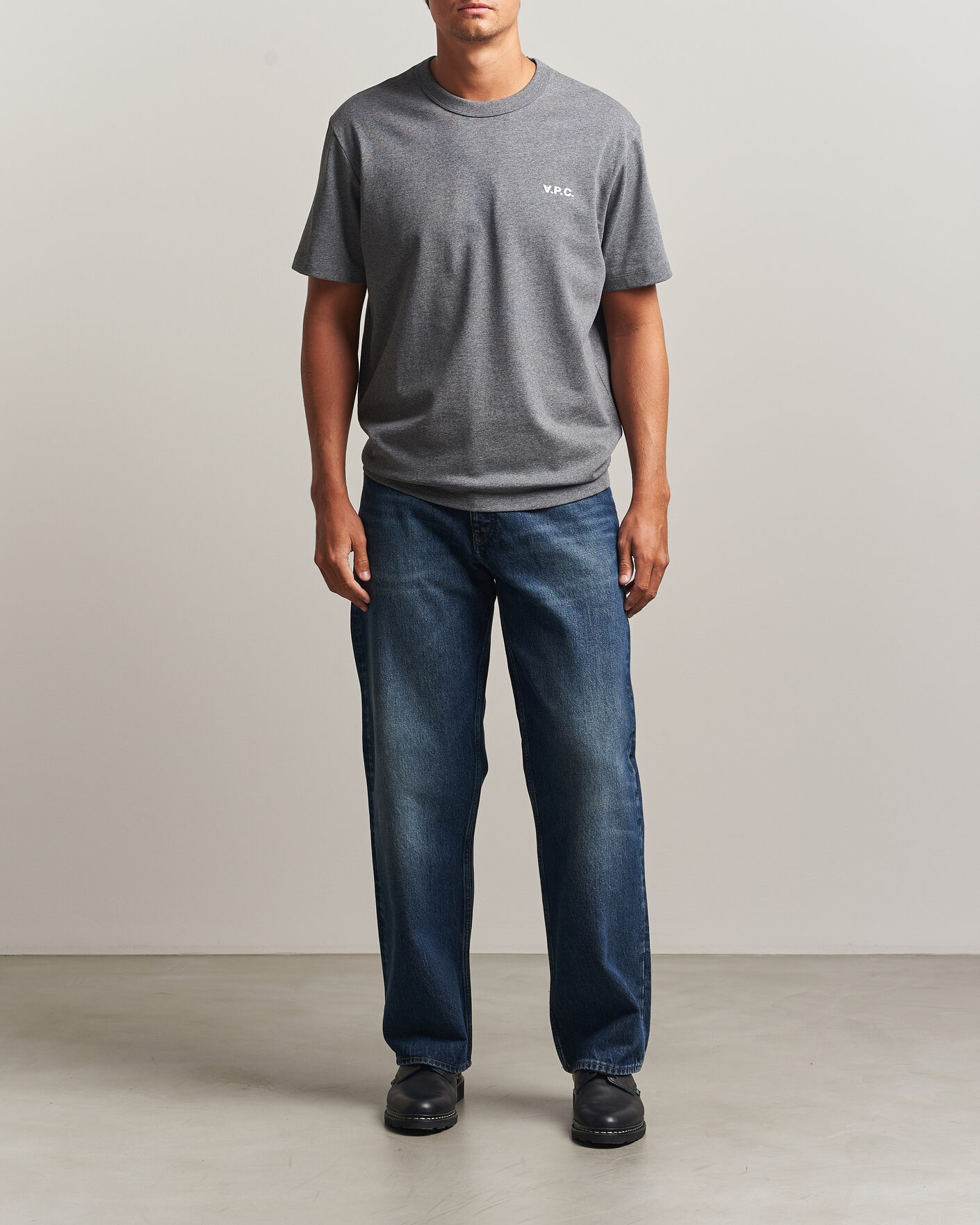 Herr | T-Shirts | A.P.C. | Boxy Fit Petit VPC T-Shirt Heathered Anthracite