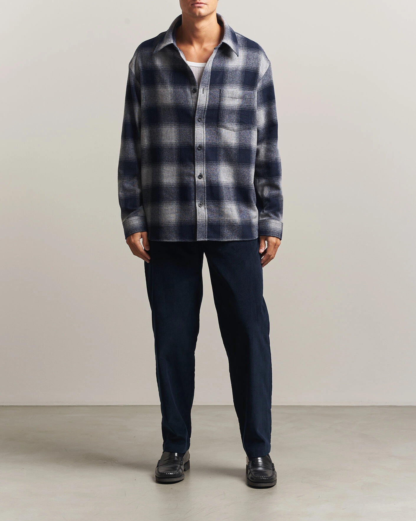Herr | Skjortor | A.P.C. | Malaury Checked Overshirt Light Grey