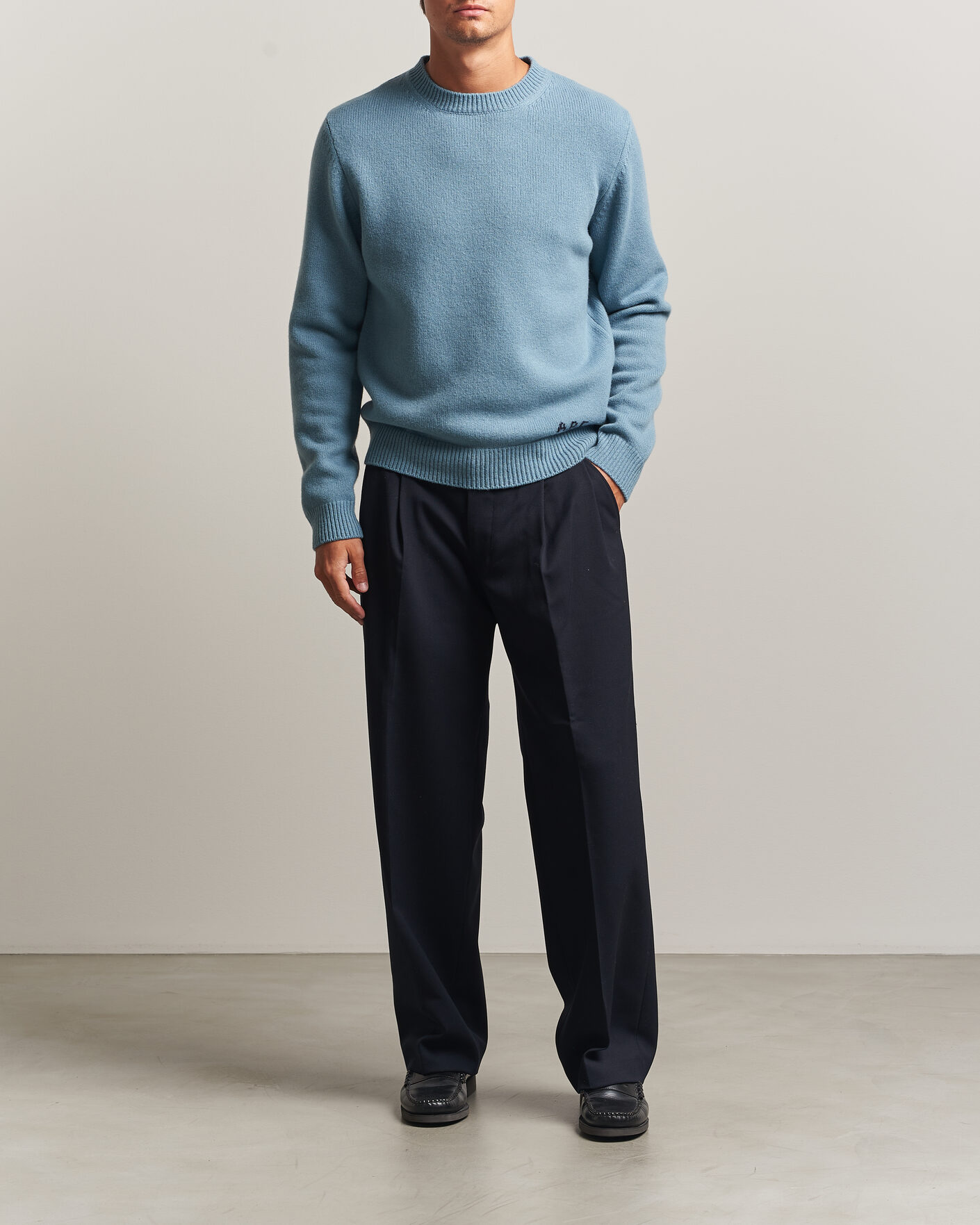 Herr | Tröjor | A.P.C. | Edmond Wool Knitted Sweater Light Blue Melange