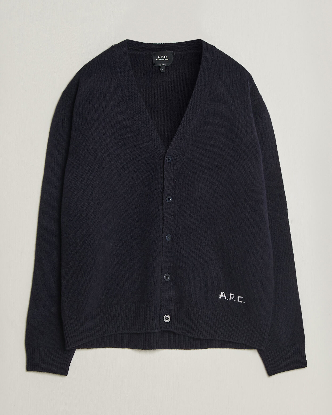 Herr | Tröjor | A.P.C. | Kevin Wool Knitted Cardigan Dark Navy