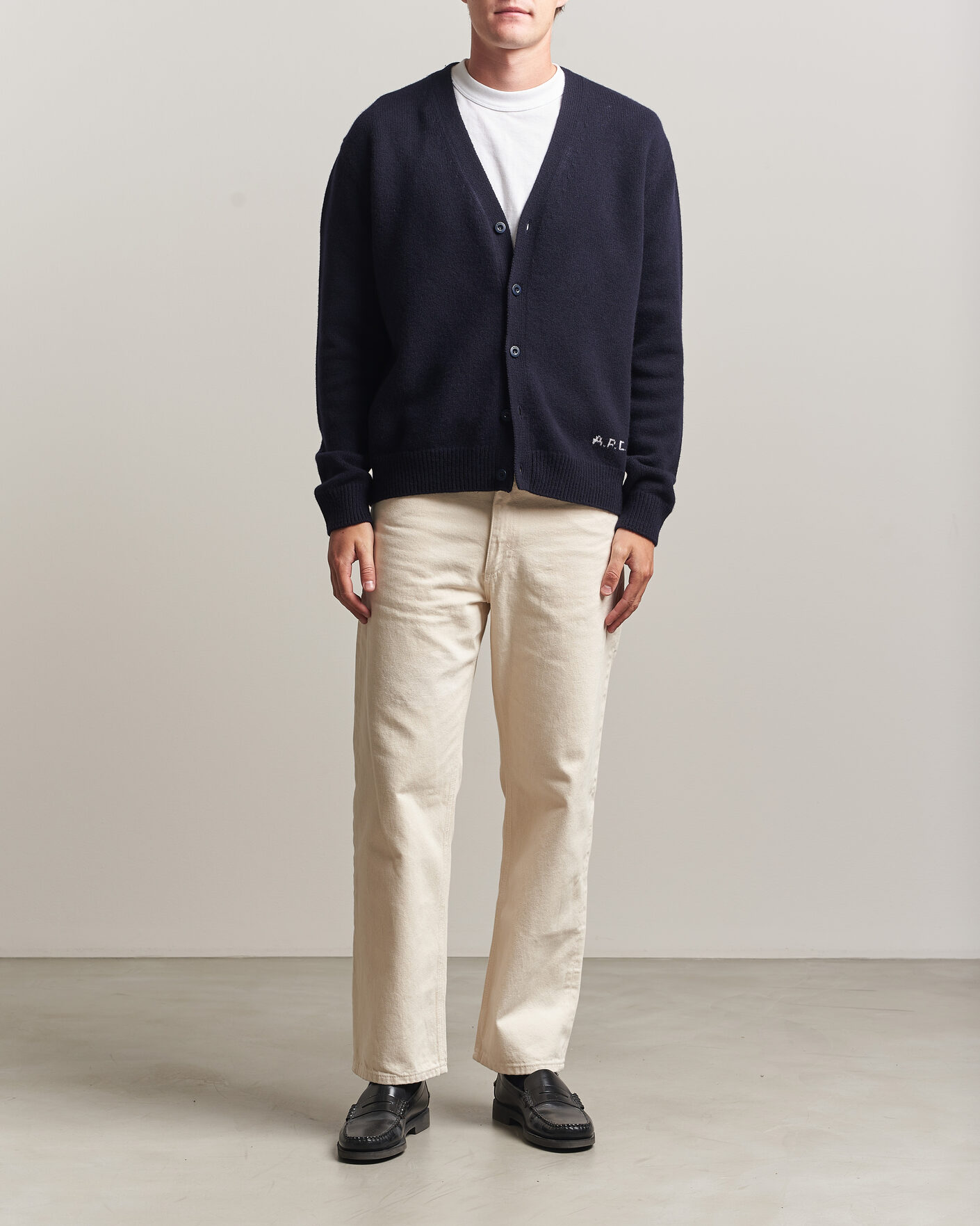 Herr | Tröjor | A.P.C. | Kevin Wool Knitted Cardigan Dark Navy