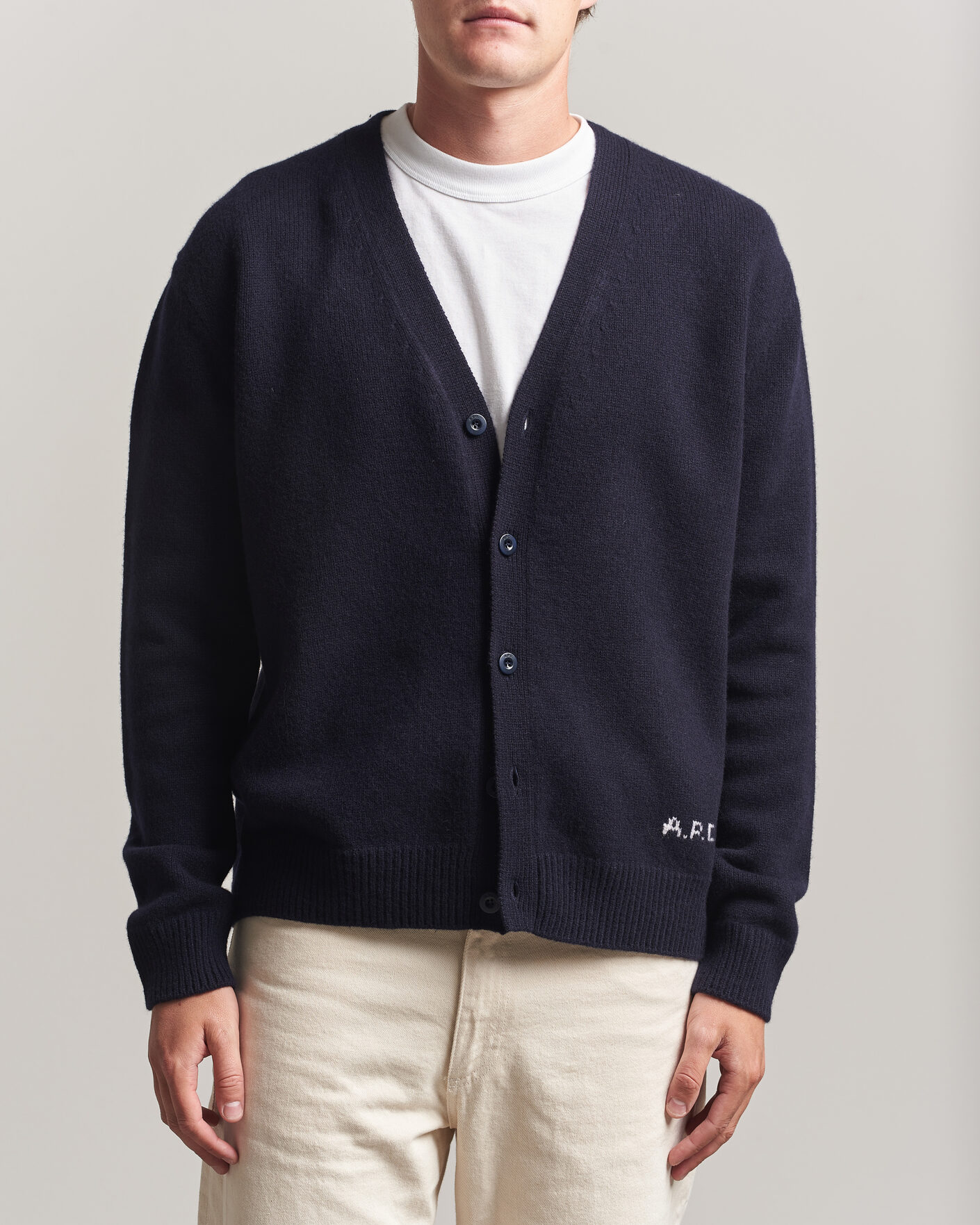 Herr | Tröjor | A.P.C. | Kevin Wool Knitted Cardigan Dark Navy