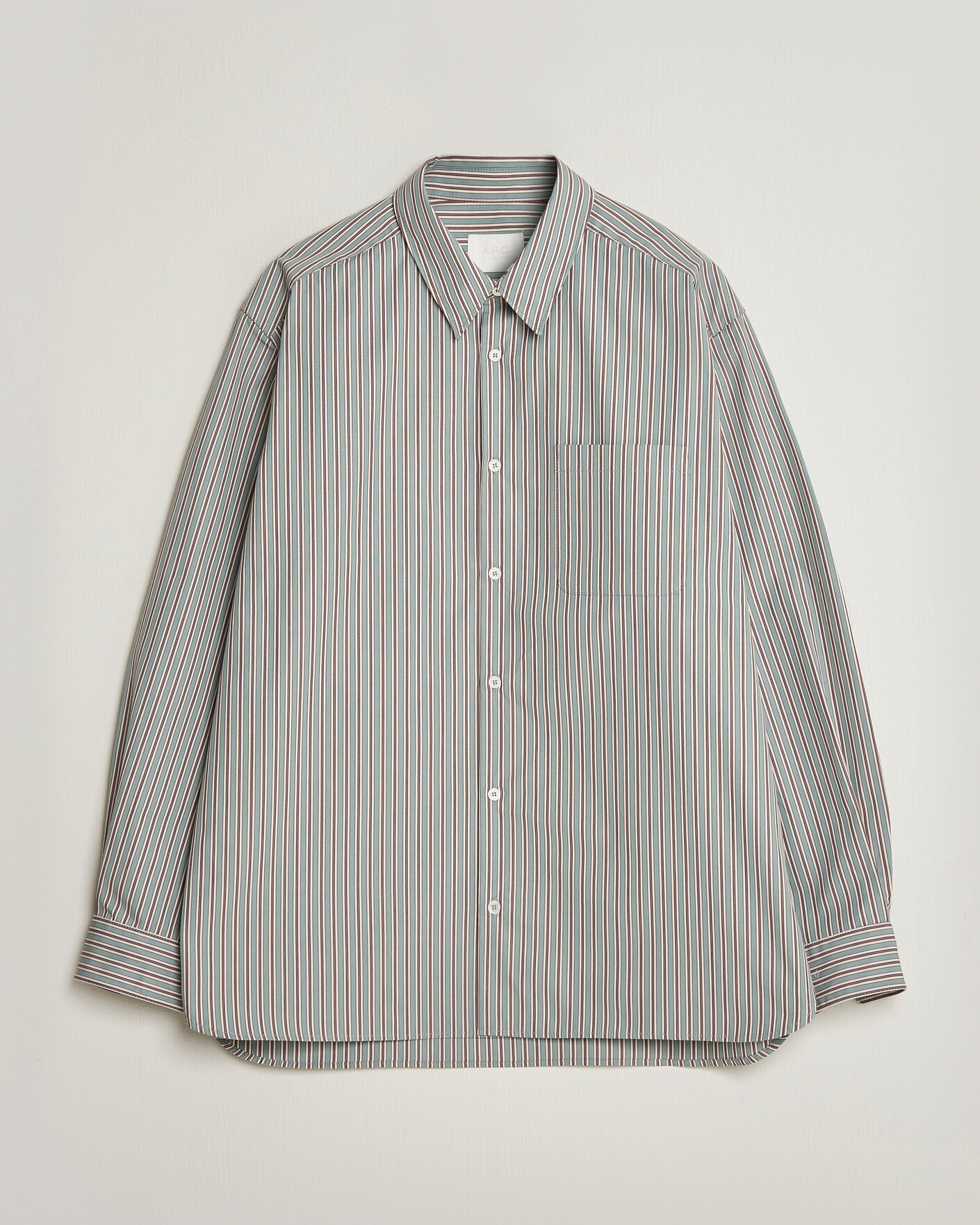 Herr | Skjortor | A.P.C. | Malo Cotton Striped Shirt Almond Green