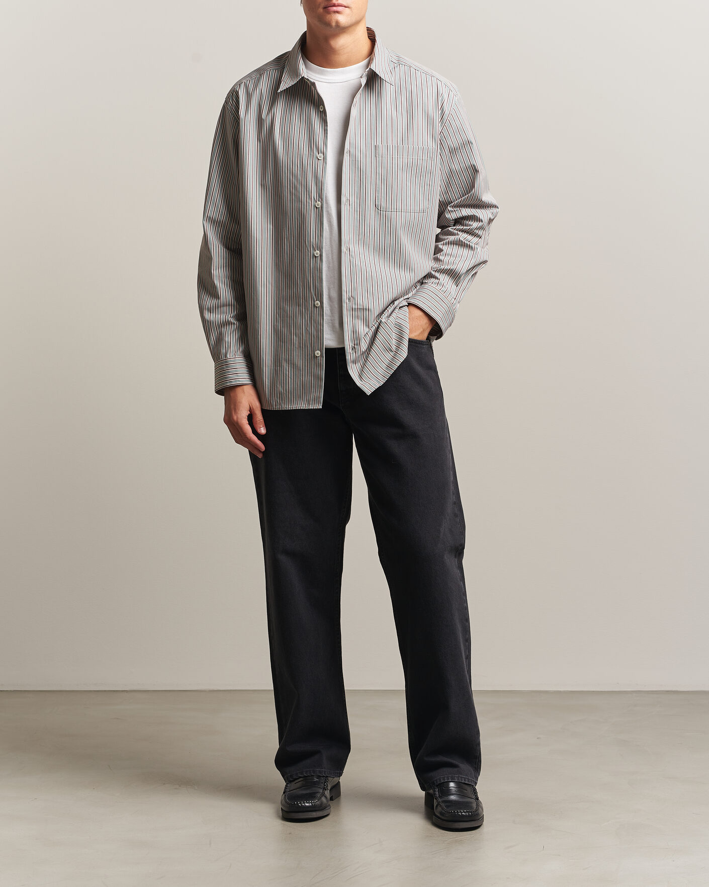 Herr | Skjortor | A.P.C. | Malo Cotton Striped Shirt Almond Green