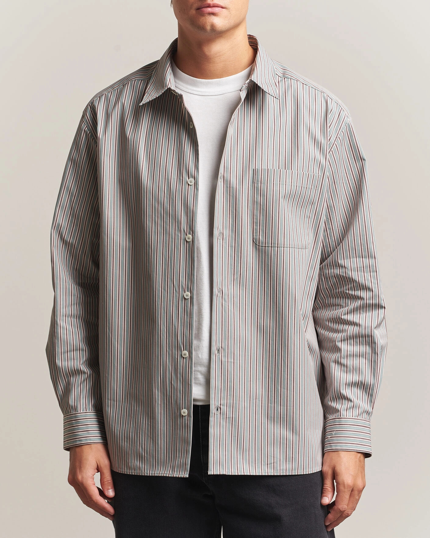 Herr | Skjortor | A.P.C. | Malo Cotton Striped Shirt Almond Green