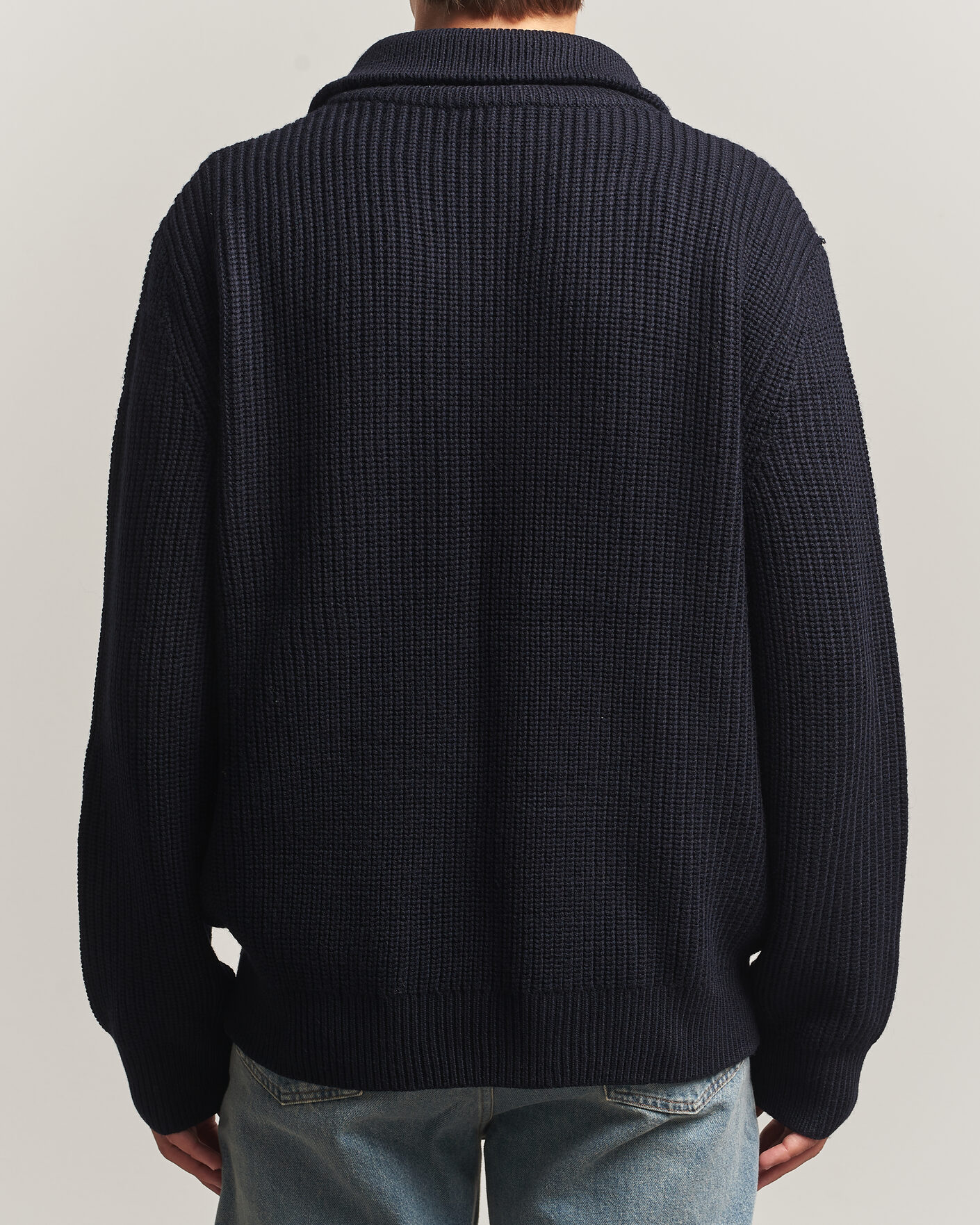 Herr | Tröjor | A.P.C. | Daniel Wool Rib Knitted Half Zip Dark Navy