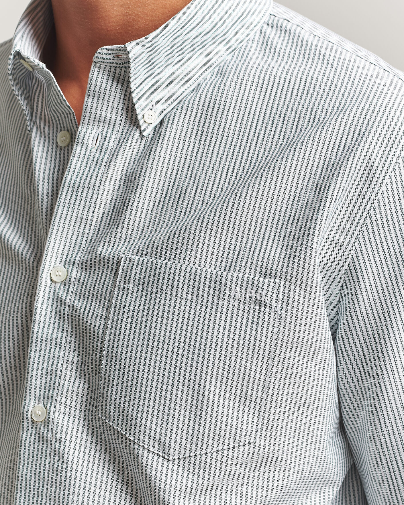 Herr | Skjortor | A.P.C. | Greg Striped Oxford Shirt Green/White