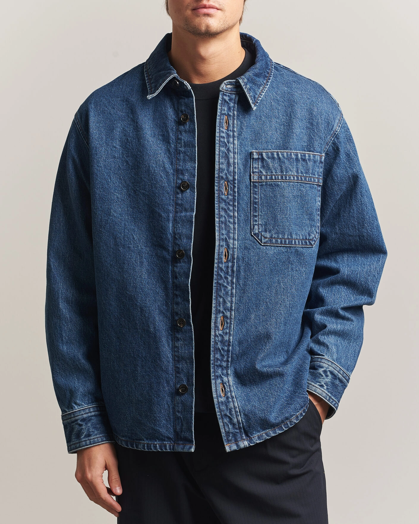 Herr | Skjortor | A.P.C. | Basile Denim Overshirt Washed Indigo