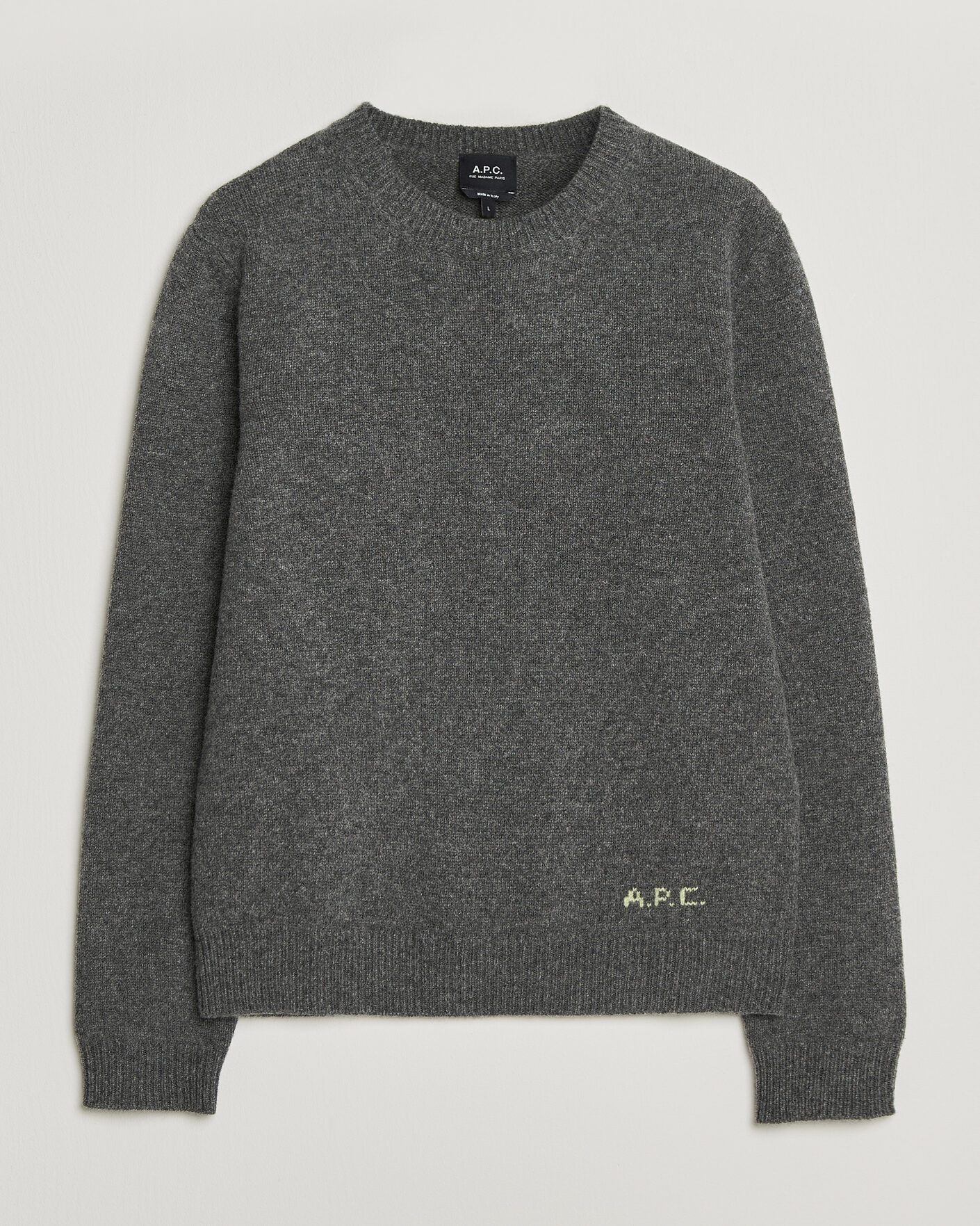 Herr | Tröjor | A.P.C. | Edmond Wool Knitted Sweater Anthracite Melange