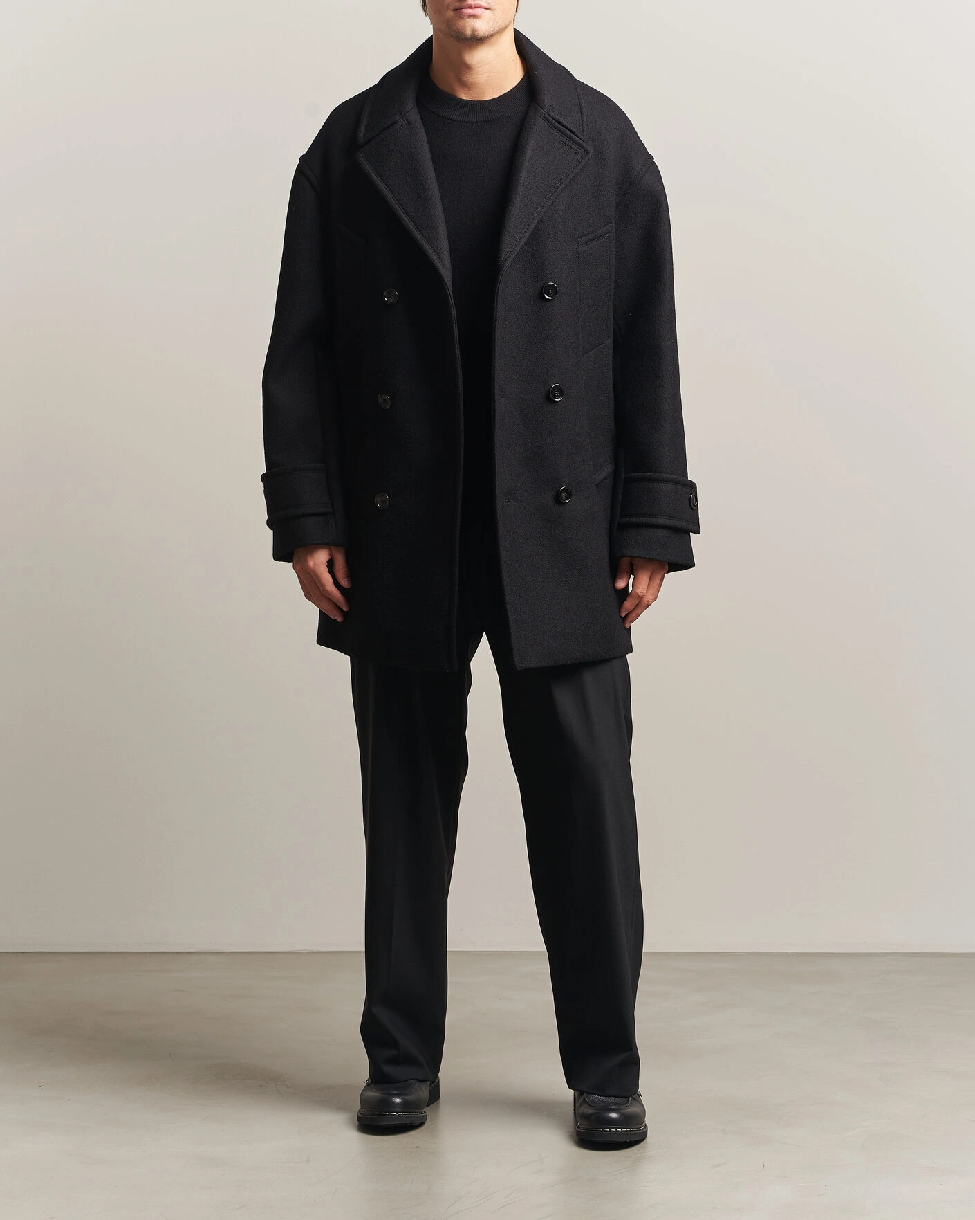 Herr | Jackor | AMI | Wool Peacoat Black