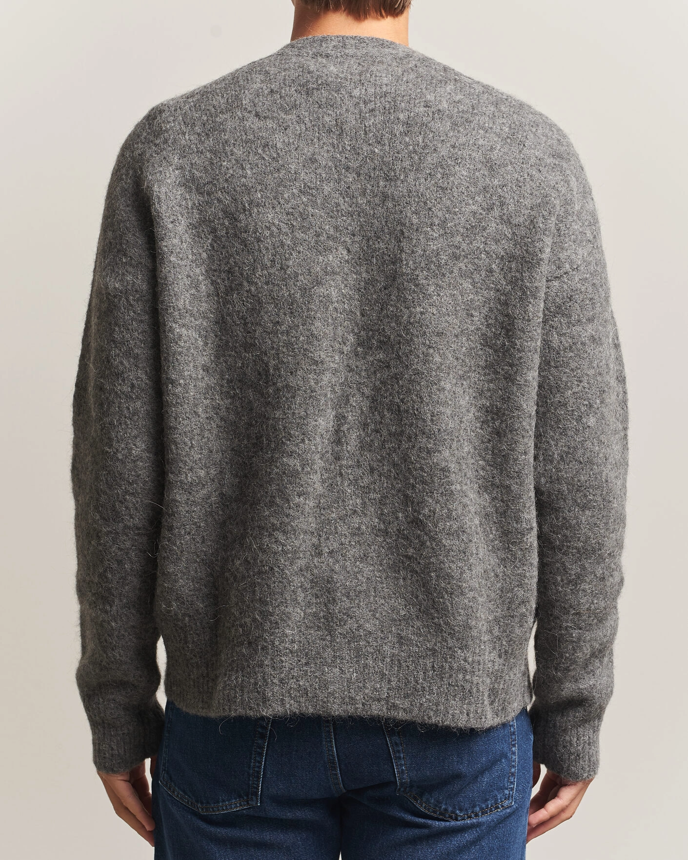 Herr | Tröjor | AMI | Signature Logo Wool Knitted Cardigan Grey Melange