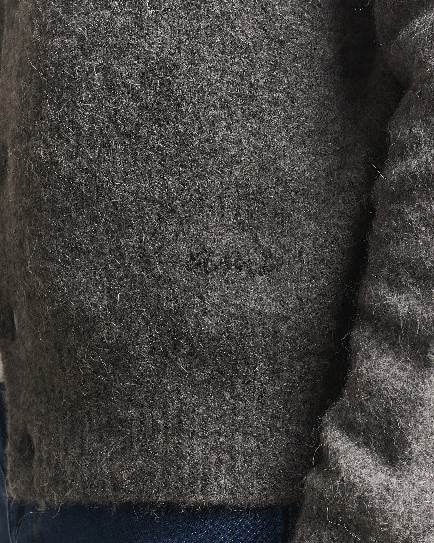 Herr | Tröjor | AMI | Signature Logo Wool Knitted Cardigan Grey Melange