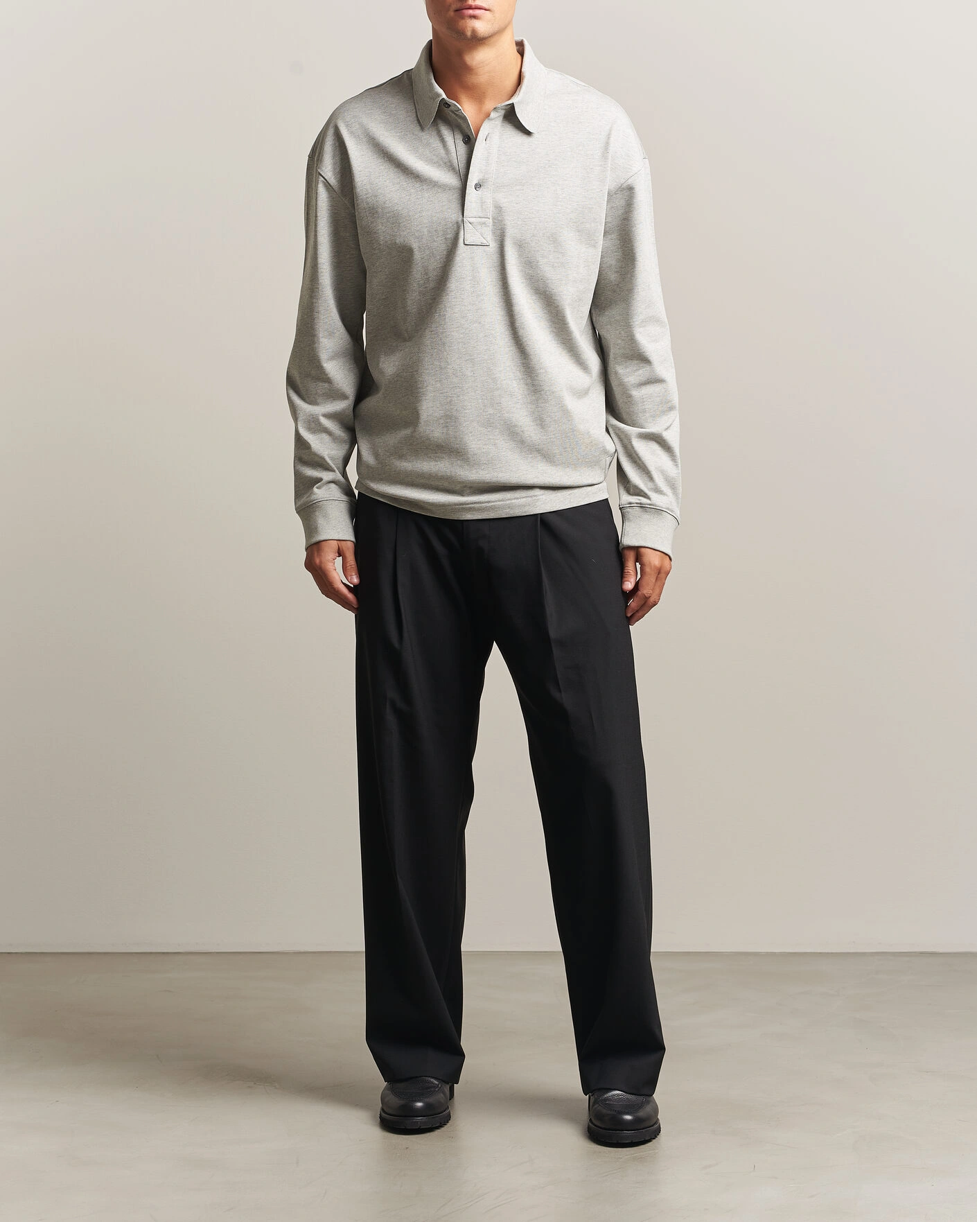 Herr | Tröjor | AMI | Heritage Logo Rugger Light Grey Melange