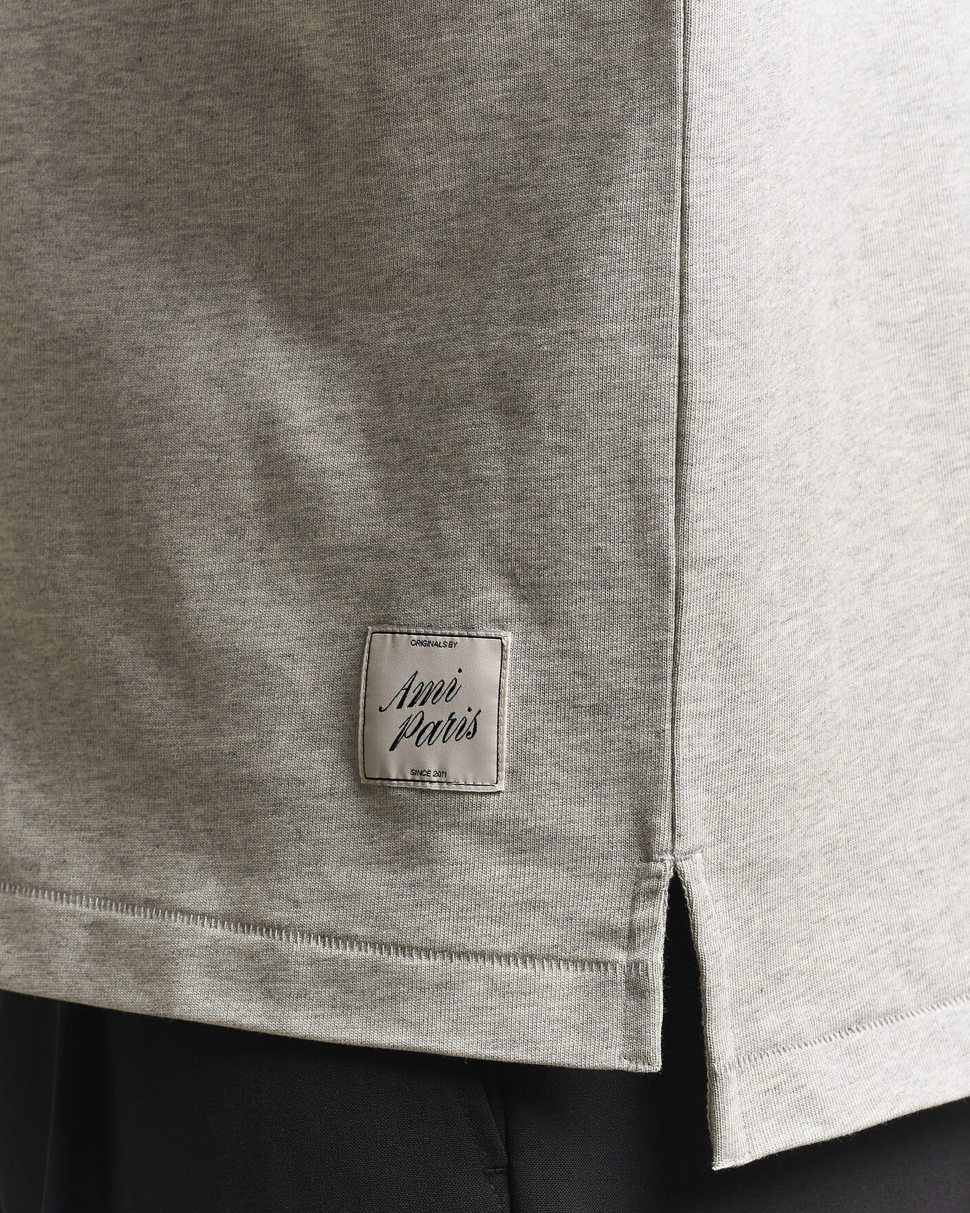 Herr | Tröjor | AMI | Heritage Logo Rugger Light Grey Melange