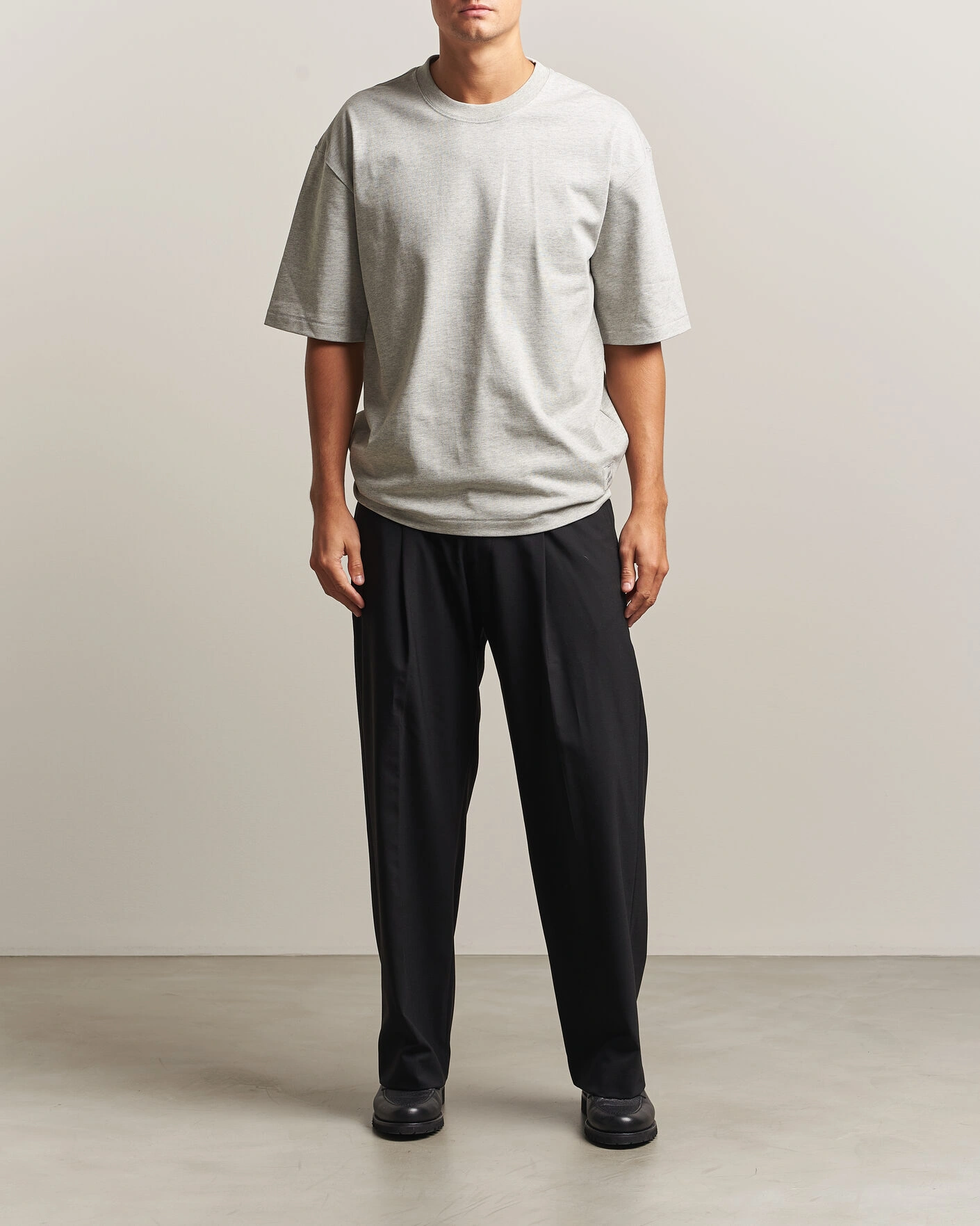 Herr | T-Shirts | AMI | Heritage Logo T-Shirt Light Grey Melange