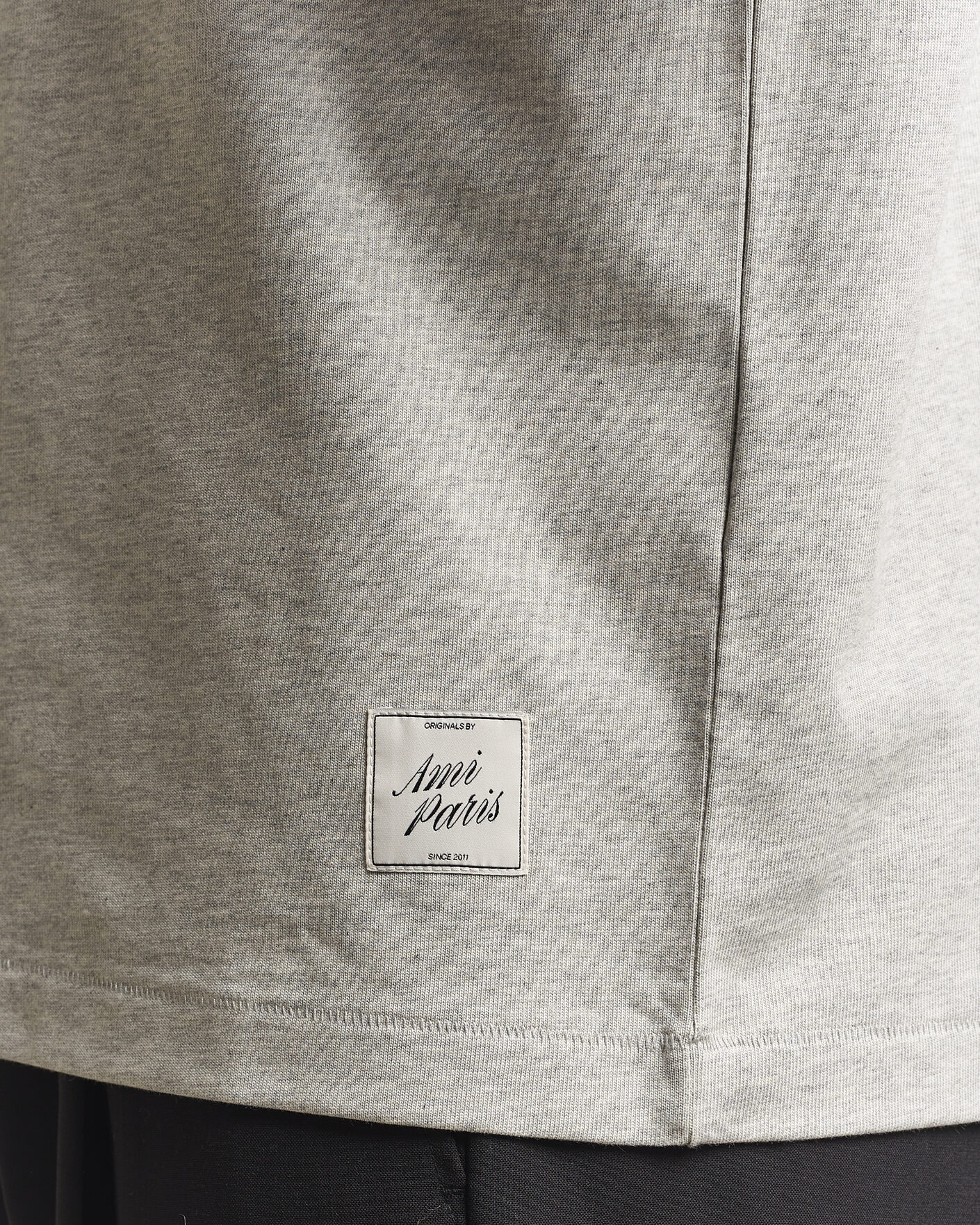 Herr | T-Shirts | AMI | Heritage Logo T-Shirt Light Grey Melange
