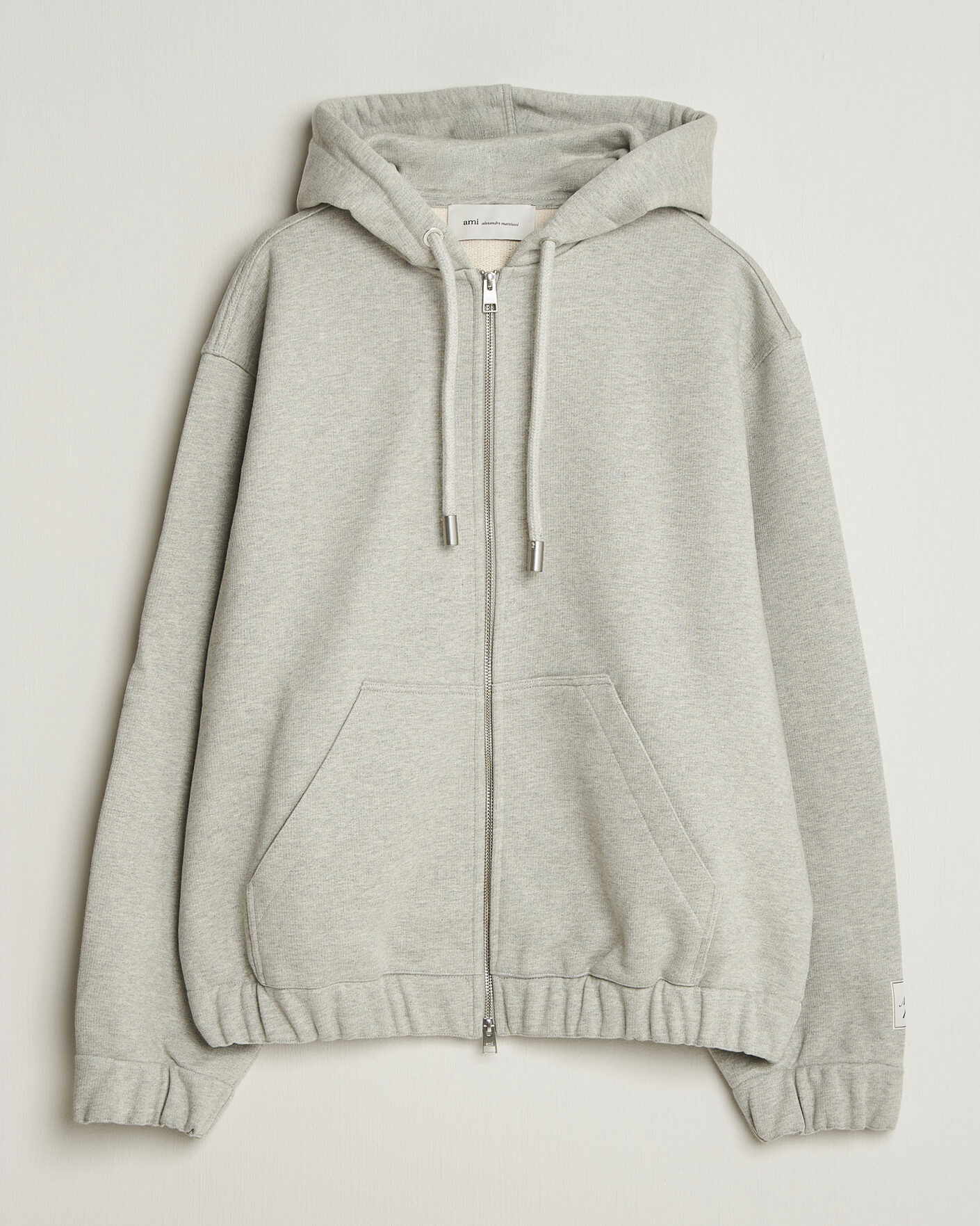 Herr | Tröjor | AMI | Heritage Logo Full Zip Hoodie Light Grey Melange