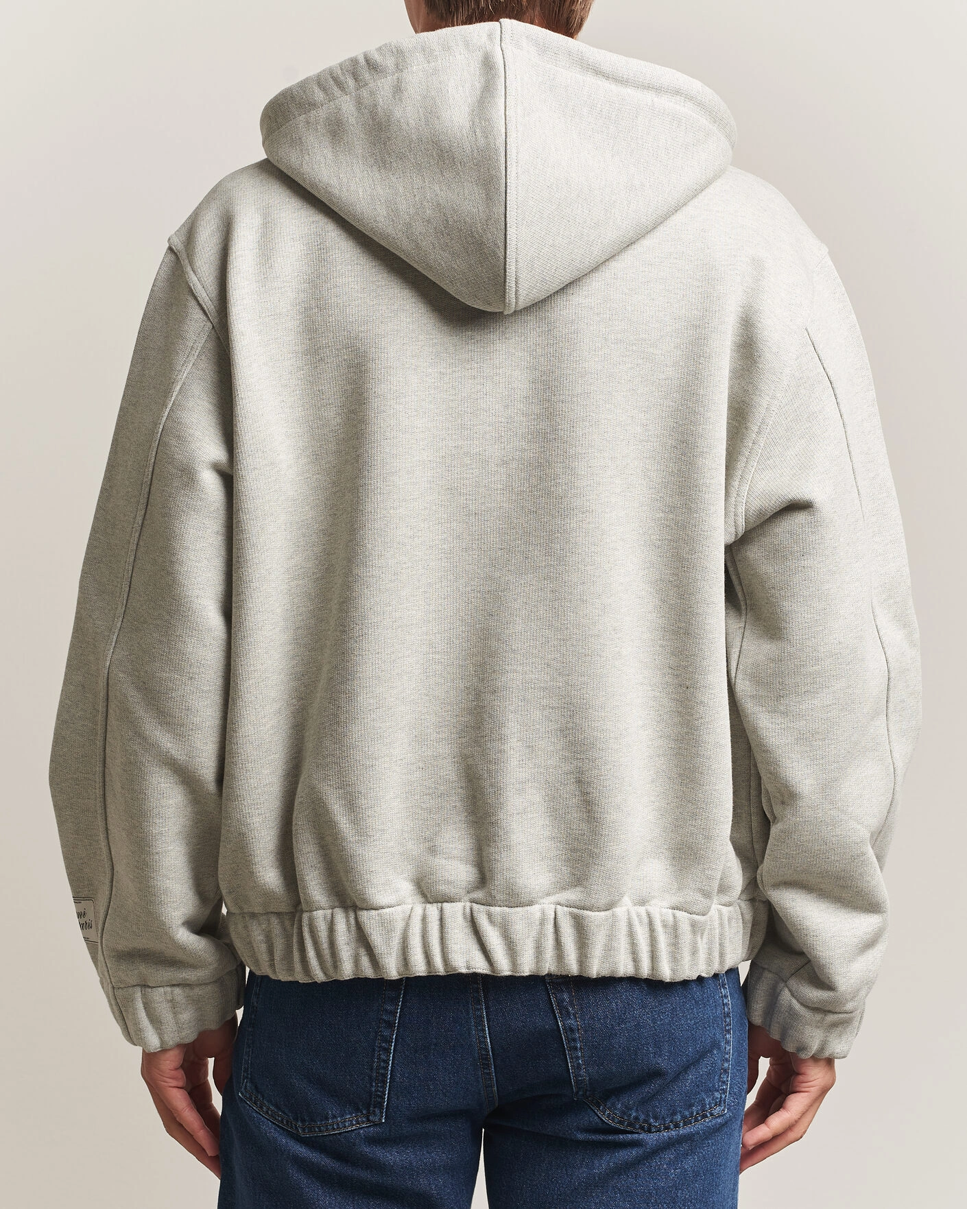 Herr | Tröjor | AMI | Heritage Logo Full Zip Hoodie Light Grey Melange