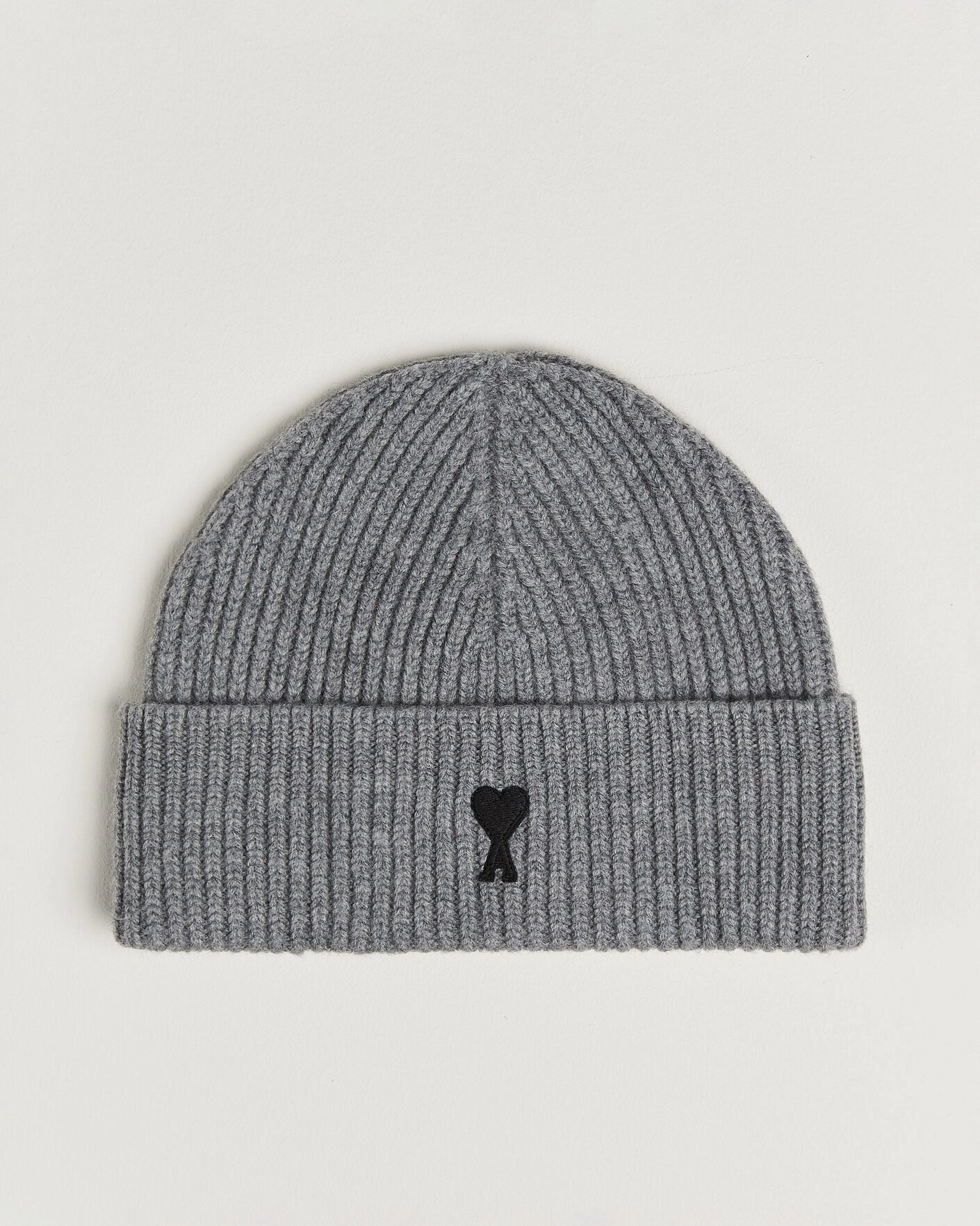 Herr | Mössor | AMI | Contrasted Heart Logo Beanie Light Grey Melange