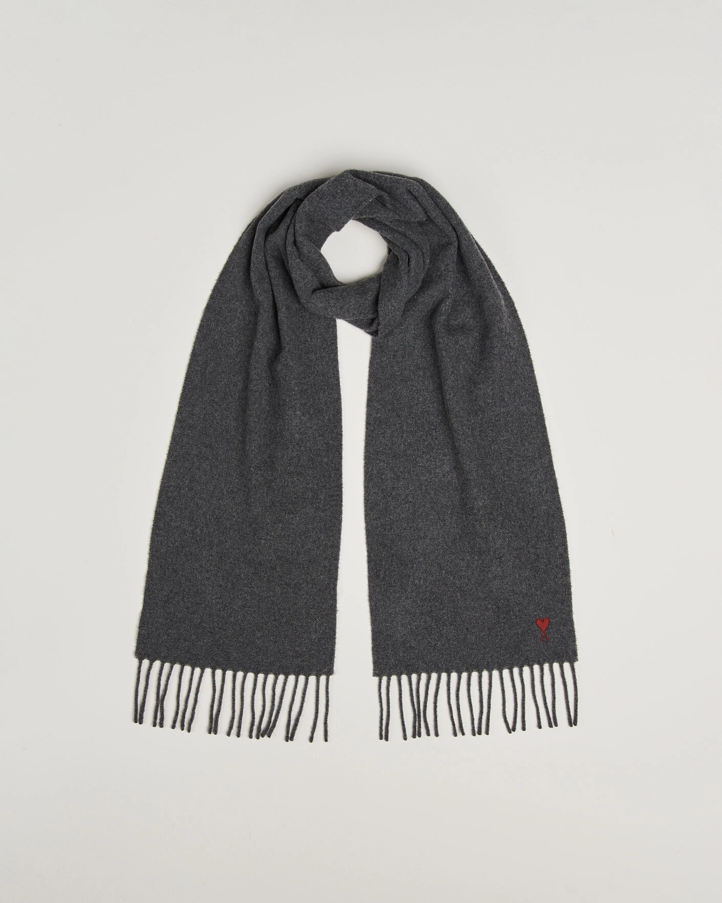 Herr | Halsdukar | AMI | Heart Logo Scarf Grey Melange