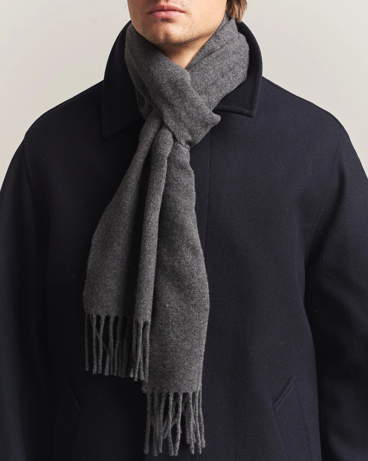 Herr | Halsdukar | AMI | Heart Logo Scarf Grey Melange