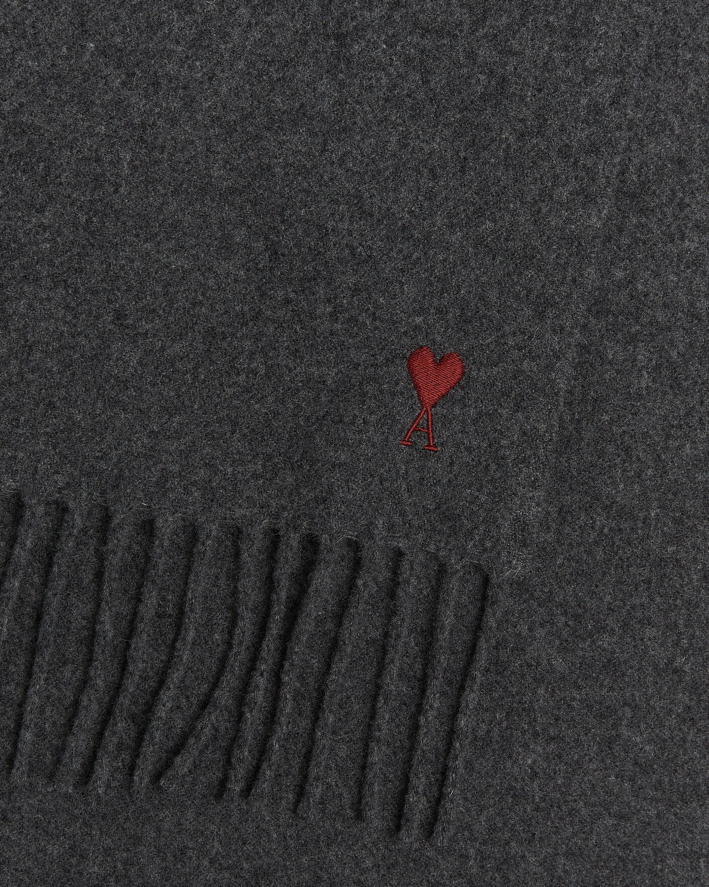 Herr | Halsdukar | AMI | Heart Logo Scarf Grey Melange
