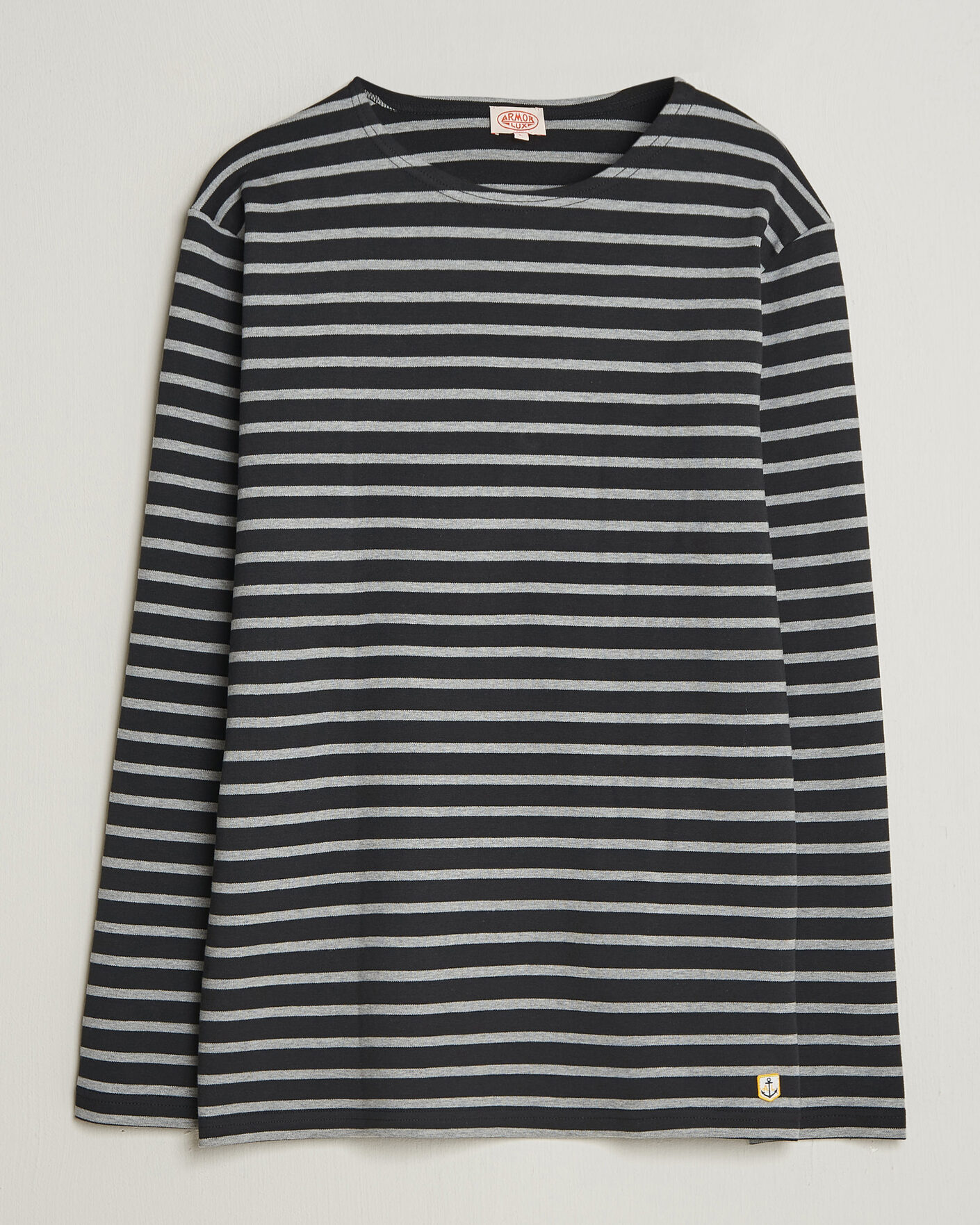 Herr | T-Shirts | Armor-lux | Houat Héritage Stripe Long Sleeve T-Shirt Black/Grey