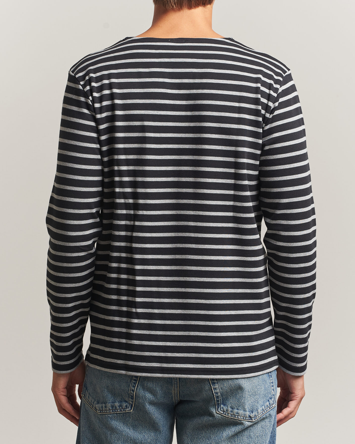 Herr | T-Shirts | Armor-lux | Houat Héritage Stripe Long Sleeve T-Shirt Black/Grey