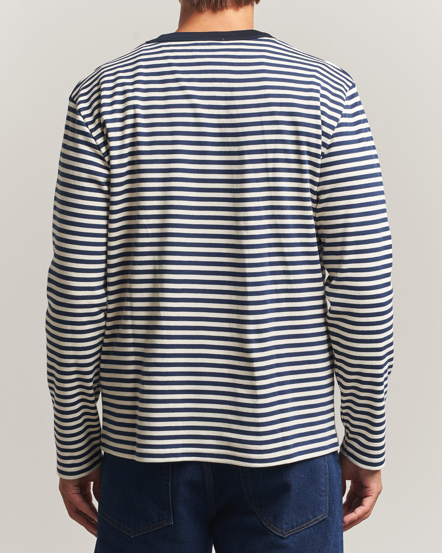 Herr | T-Shirts | Armor-lux | Héritage Striped Long Sleeve T-Shirt Marine/Milk