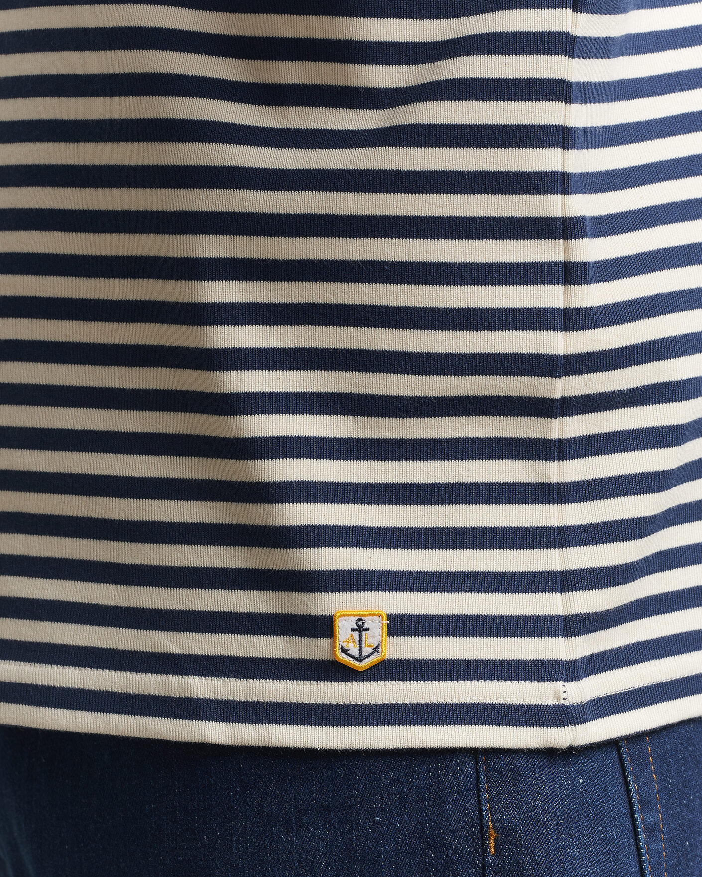 Herr | T-Shirts | Armor-lux | Héritage Striped Long Sleeve T-Shirt Marine/Milk