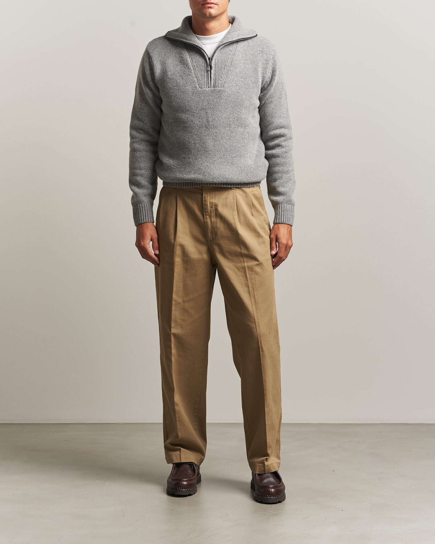 Herr | Tröjor | Armor-lux | Wool Knitted Half Zip Slate