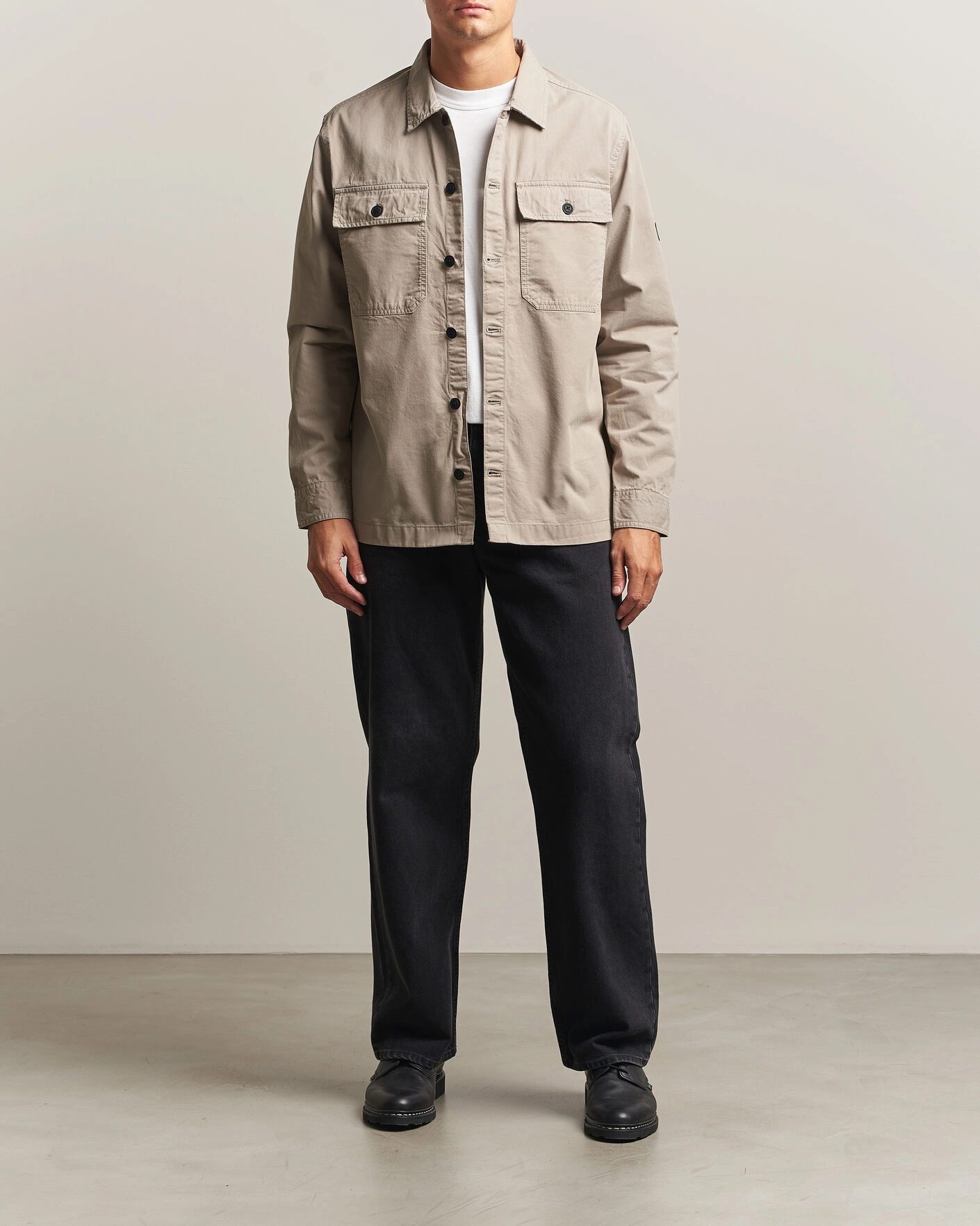 Herr | Skjortor | Barbour International | Arlo Cotton Overshirt Concrete