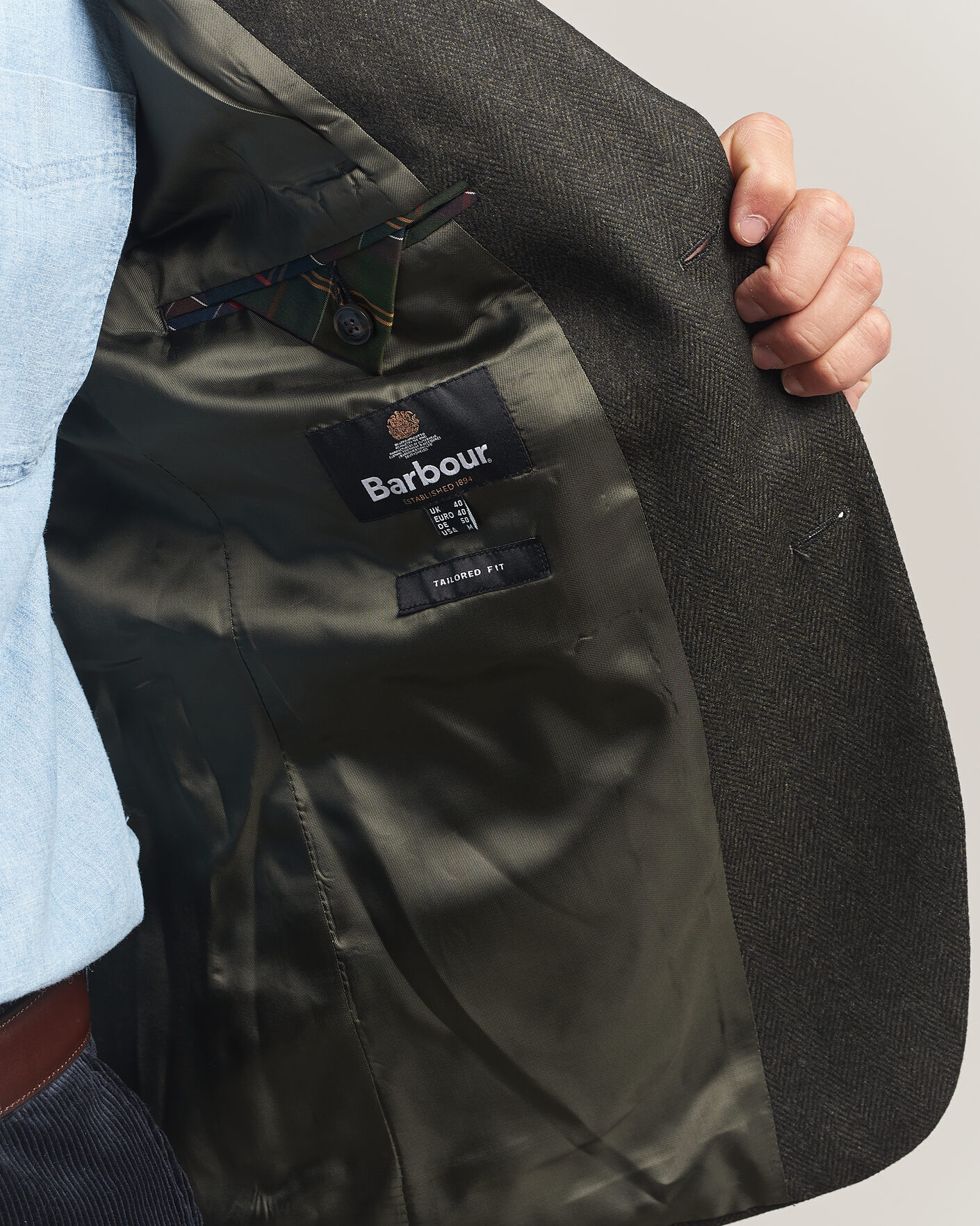 Herr | Kavajer | Barbour Lifestyle | Fairford Herringbone Blazer Forest