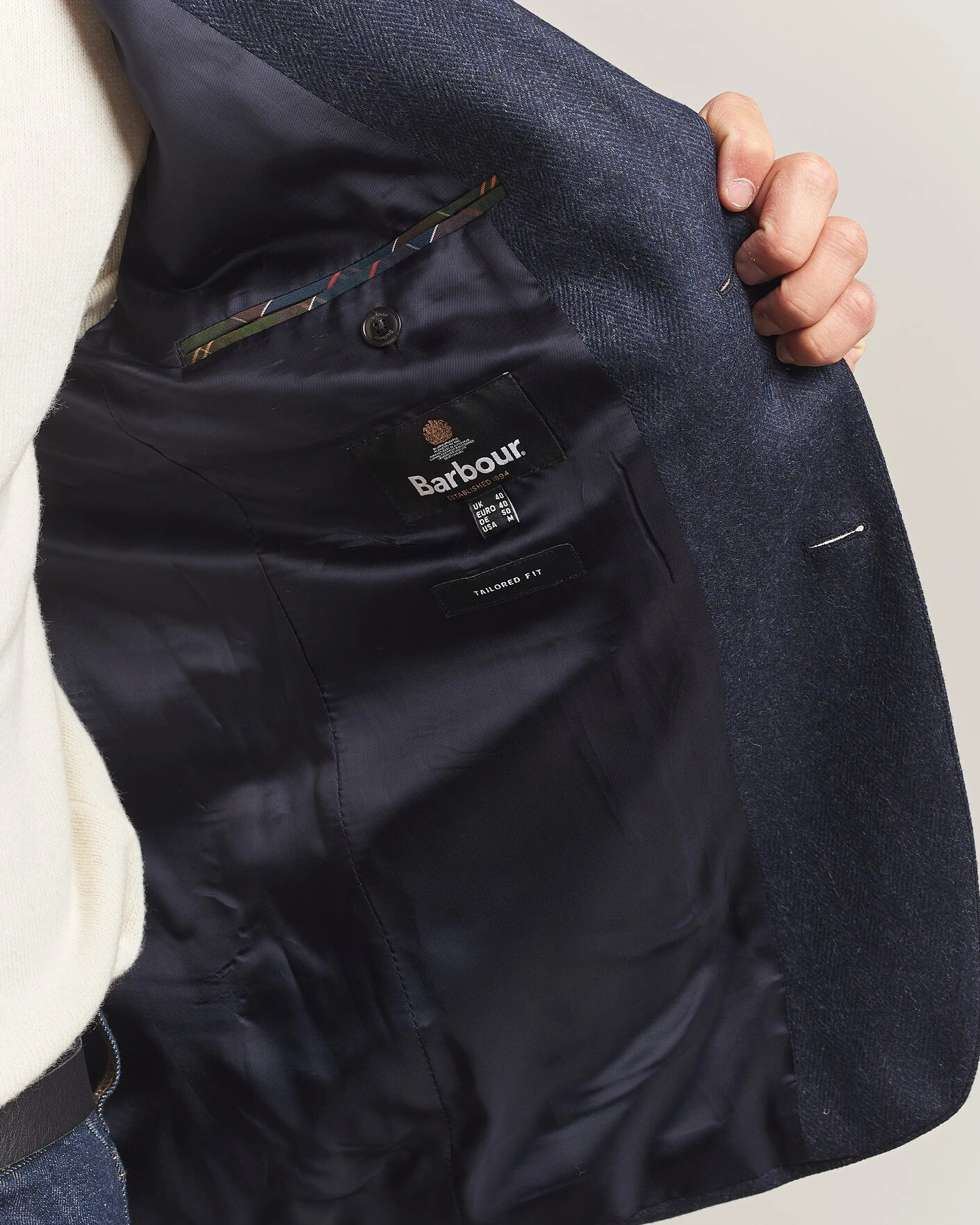 Herr | Kavajer | Barbour Lifestyle | Fairford Herringbone Blazer Navy