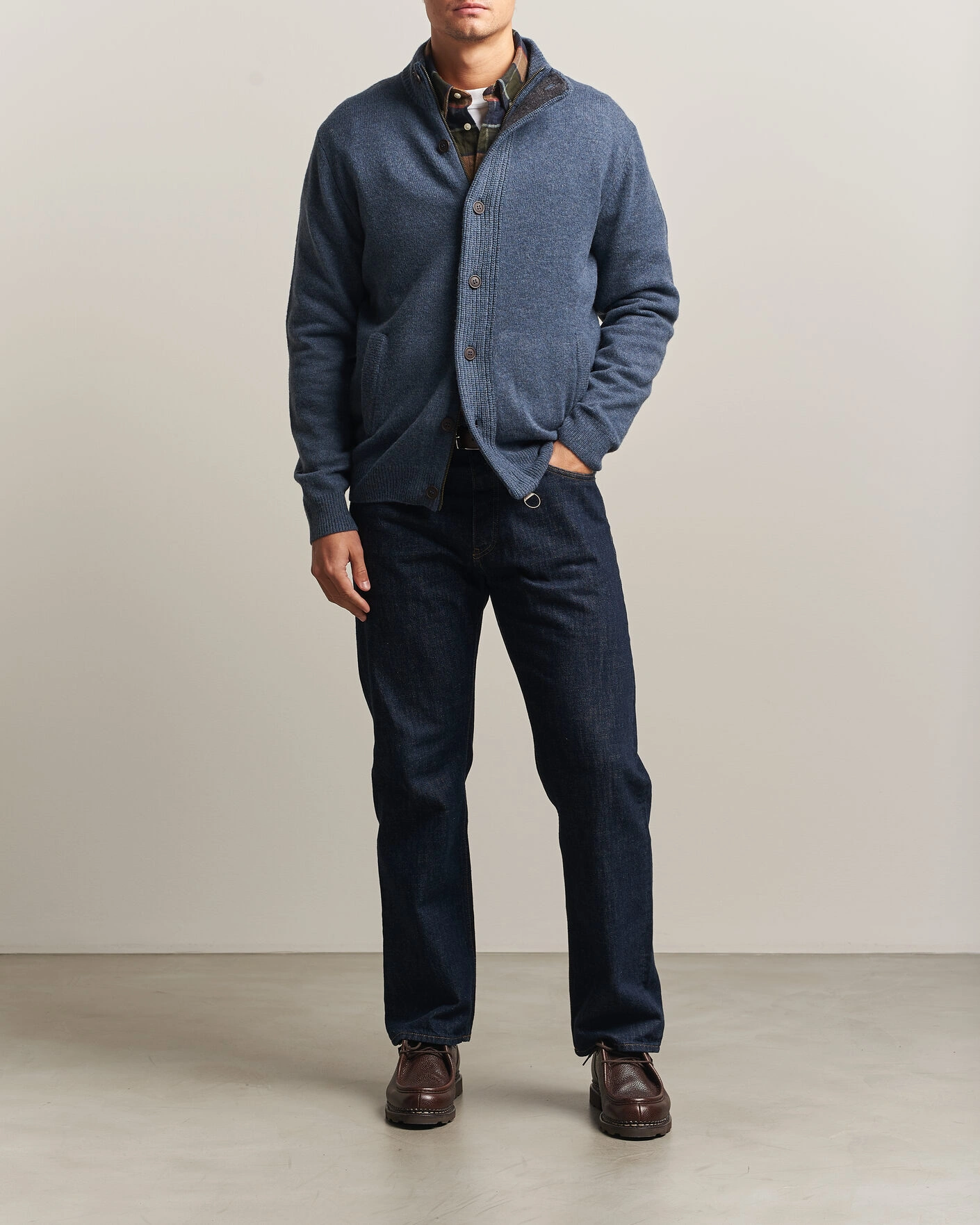 Herr | Tröjor | Barbour Lifestyle | Essential Patch Zip Through Cardigan Dark Indigo