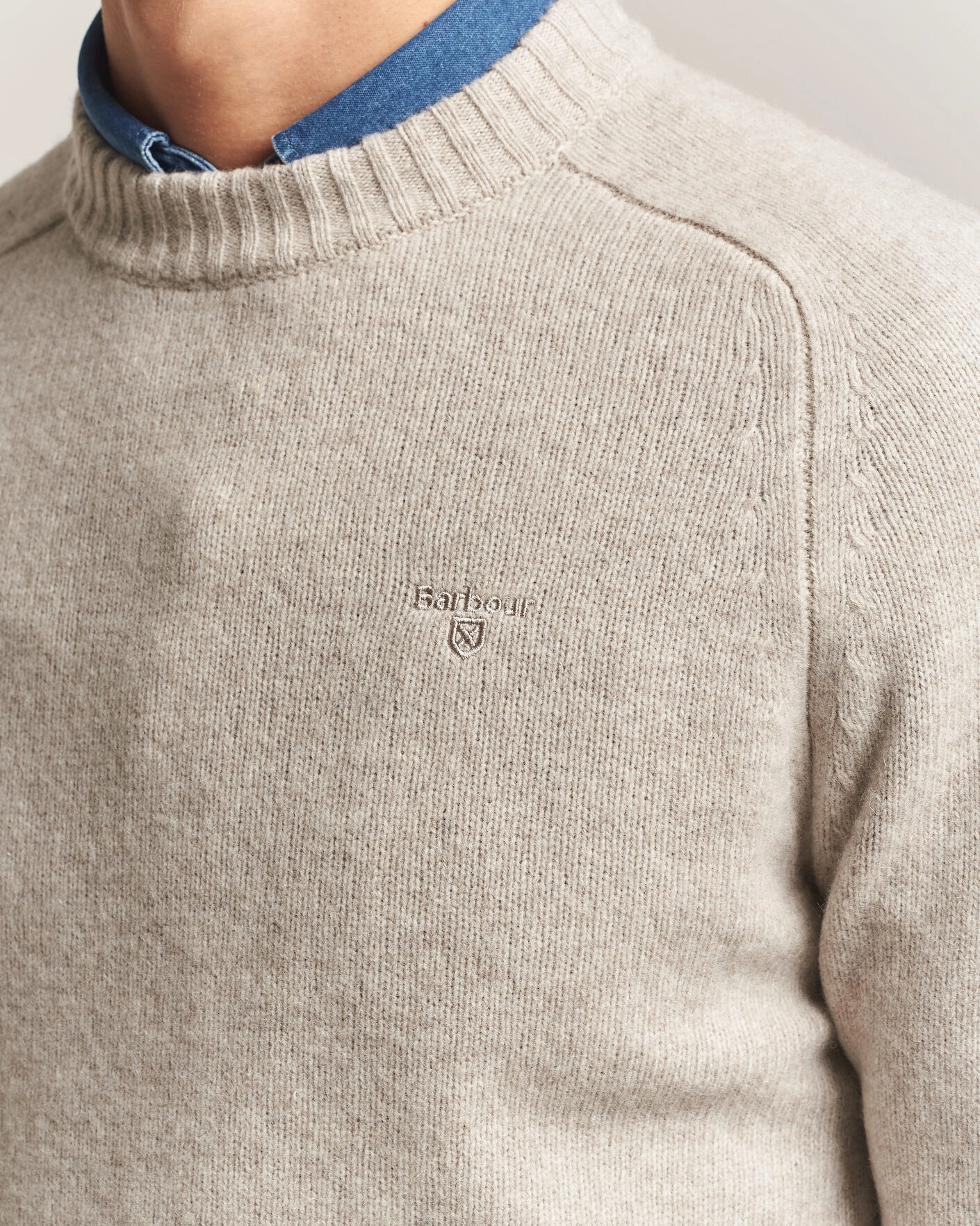 Herr | Tröjor | Barbour Lifestyle | Newtown Lambswool Crewneck Light Grey Marl