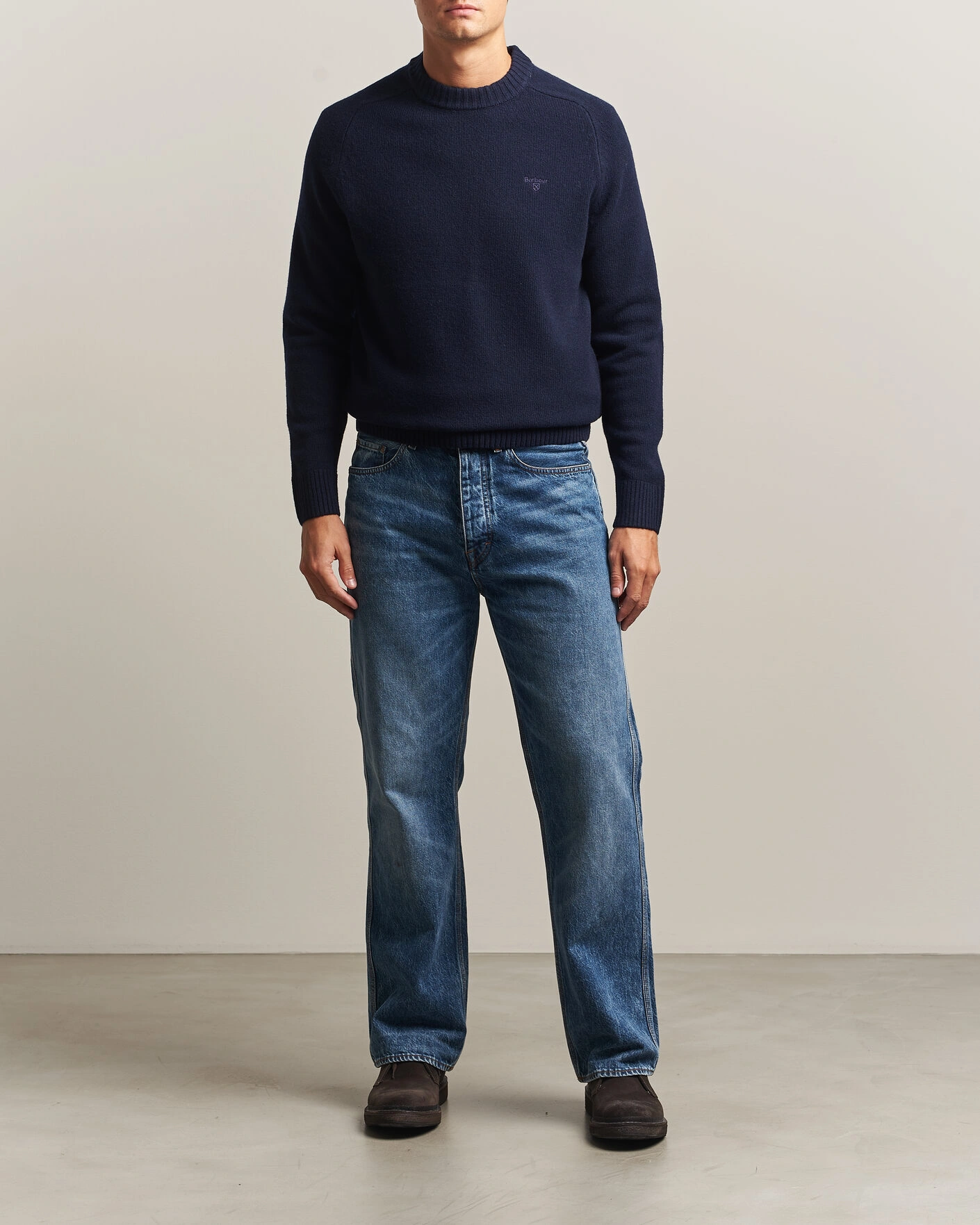 Herr | Tröjor | Barbour Lifestyle | Newtown Lambswool Crewneck Navy