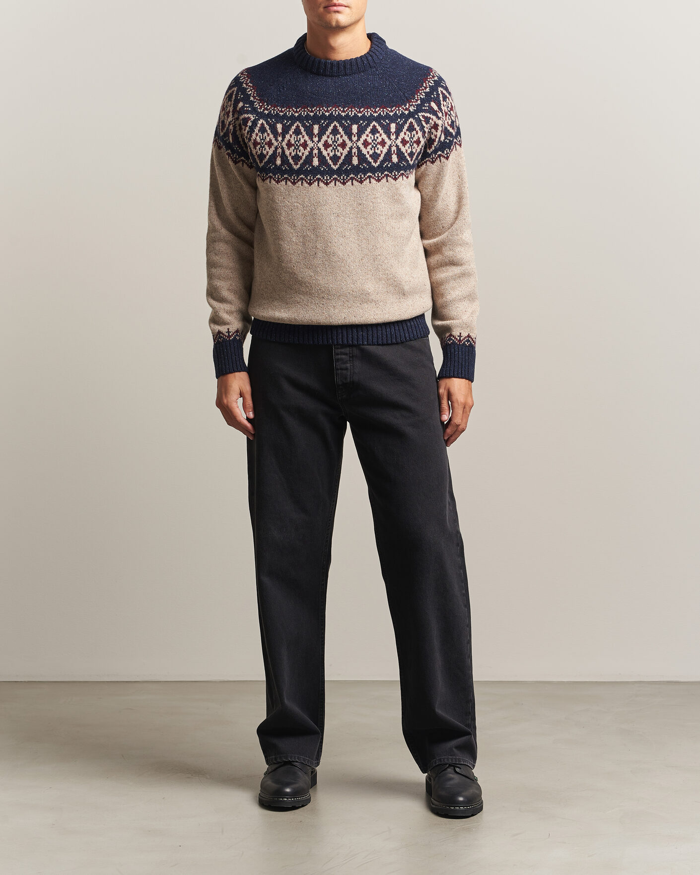 Herr | Tröjor | Barbour Lifestyle | Tisbury Fairisle Crew Navy