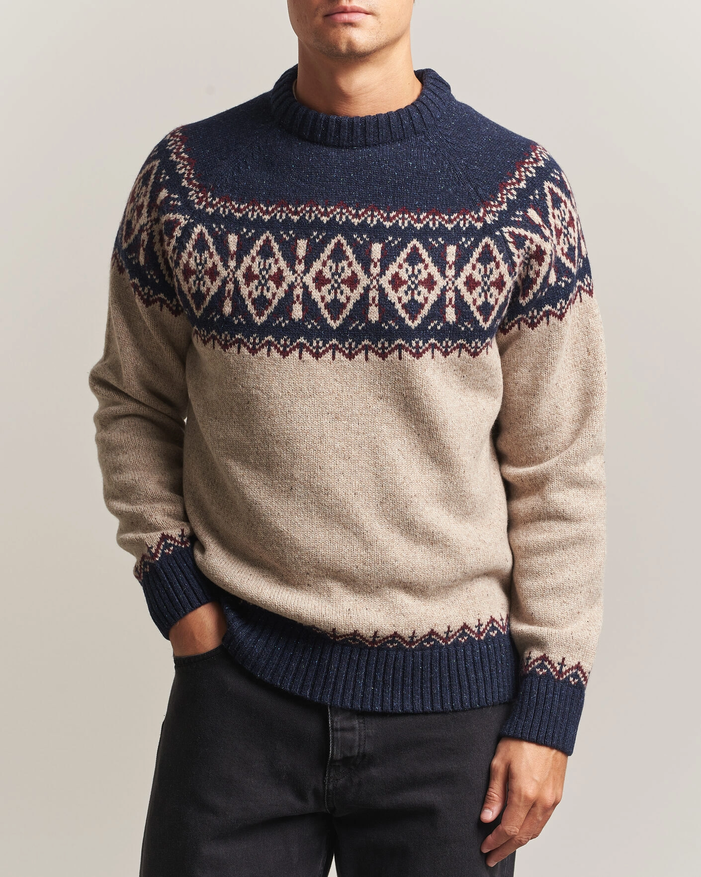 Herr | Tröjor | Barbour Lifestyle | Tisbury Fairisle Crew Navy
