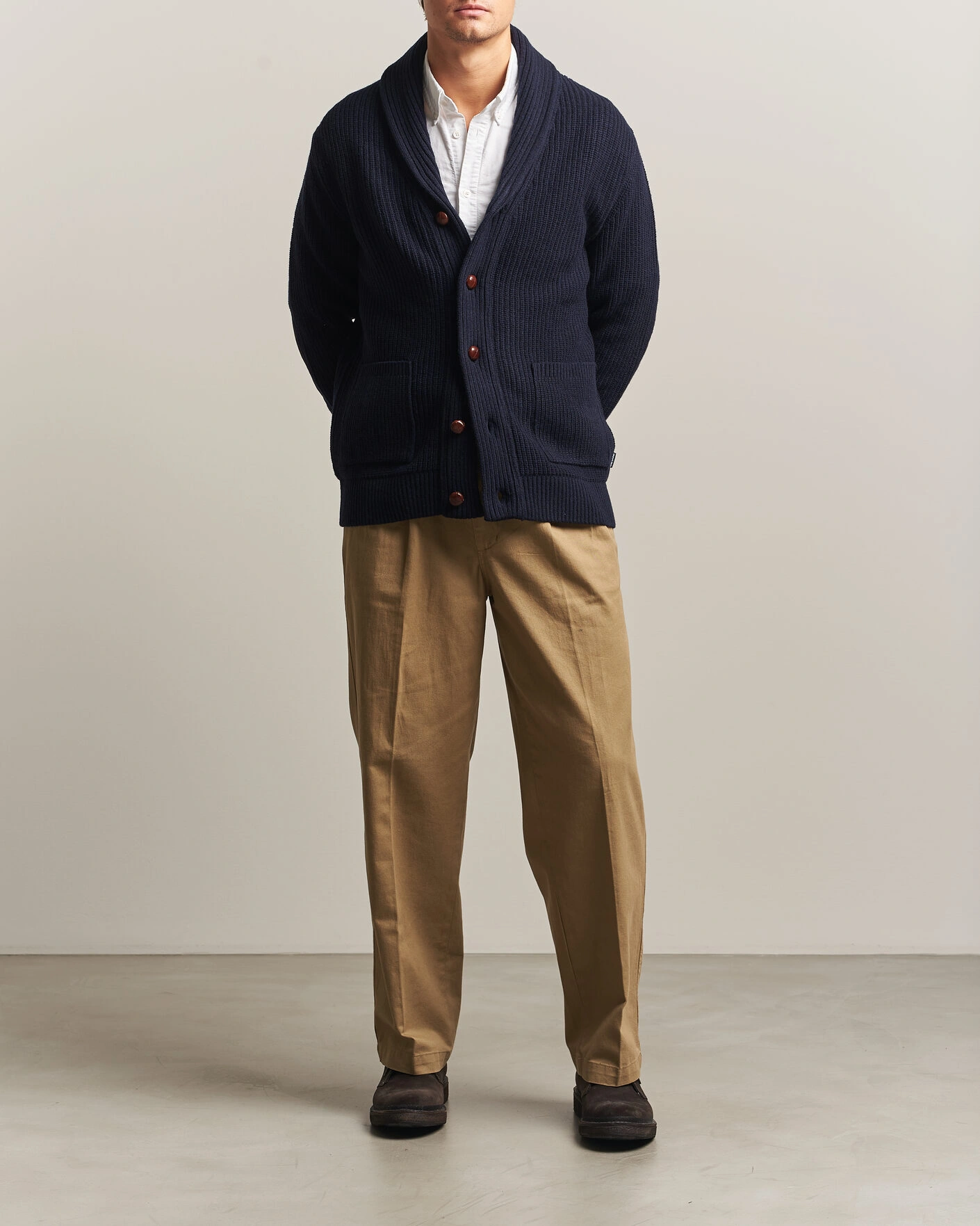Herr | Tröjor | Barbour Lifestyle | Hartland Knitted Shawl Cardigan Navy