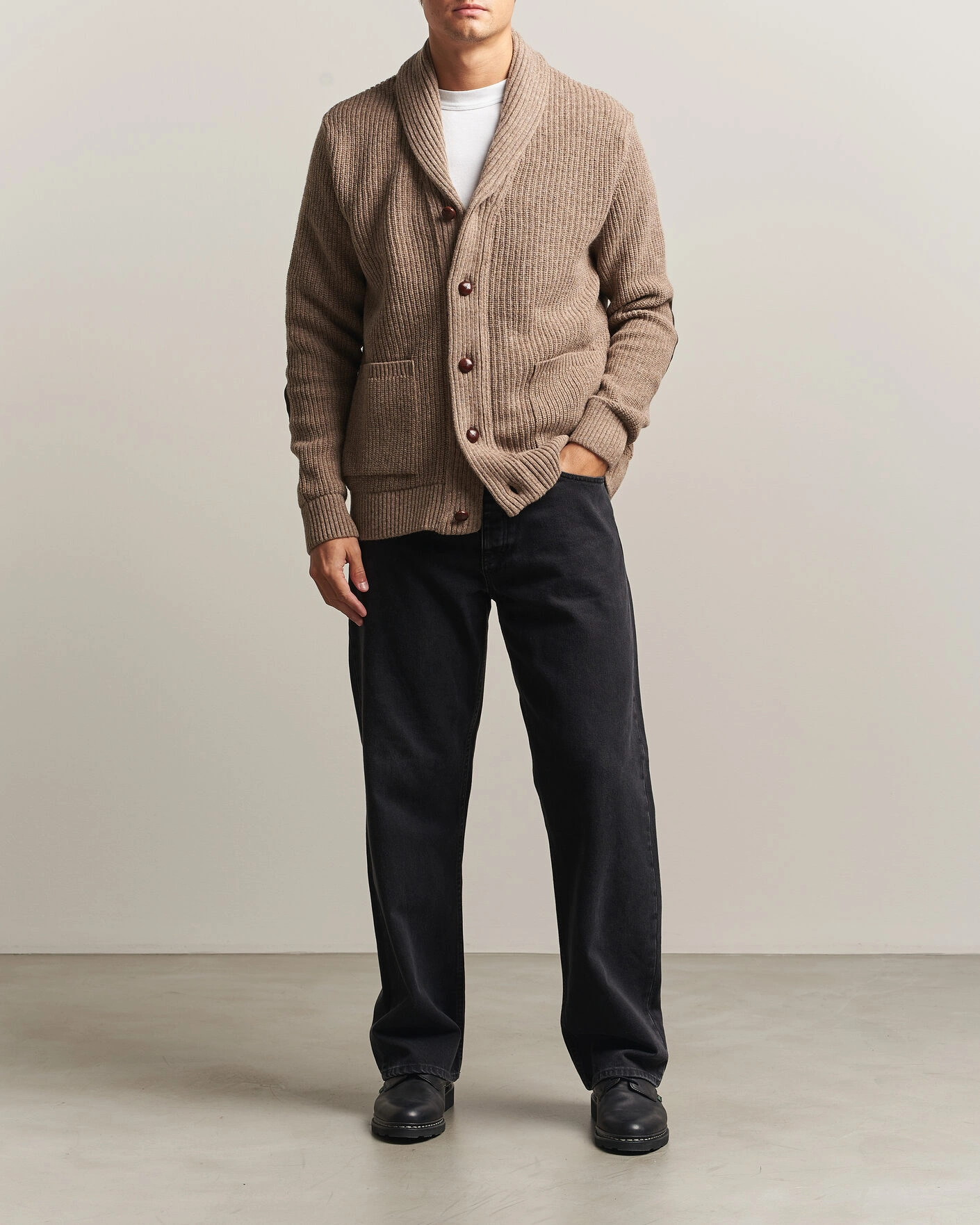 Herr | Tröjor | Barbour Lifestyle | Hartland Knitted Shawl Cardigan Stone