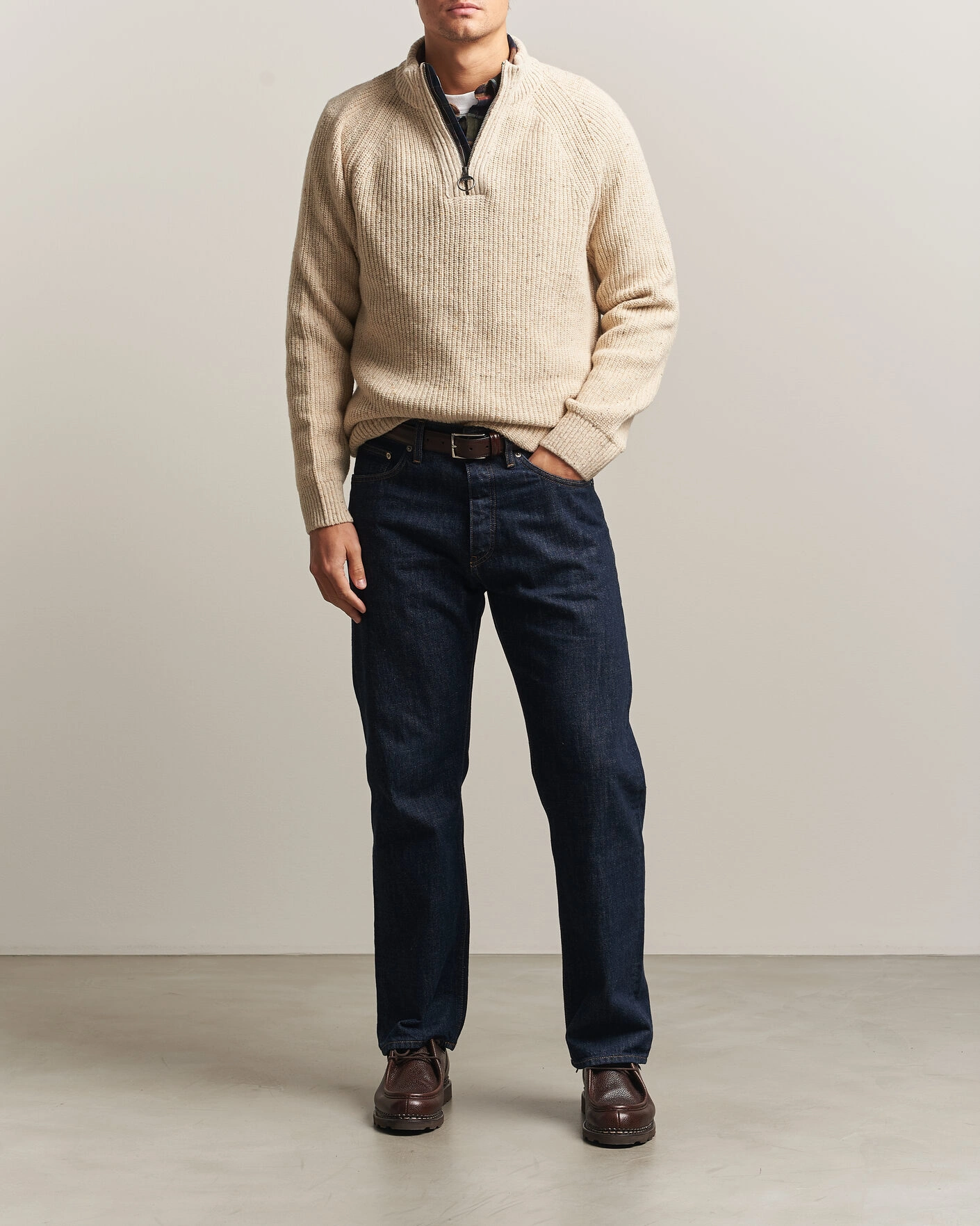 Herr | Tröjor | Barbour Lifestyle | Essentials Donegal Half Zip Pearl