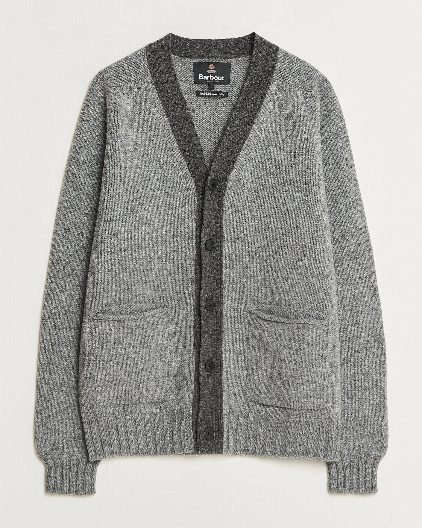 Herr | Tröjor | Barbour Lifestyle | Scottish Made Knitted Cardigan Grey Marl