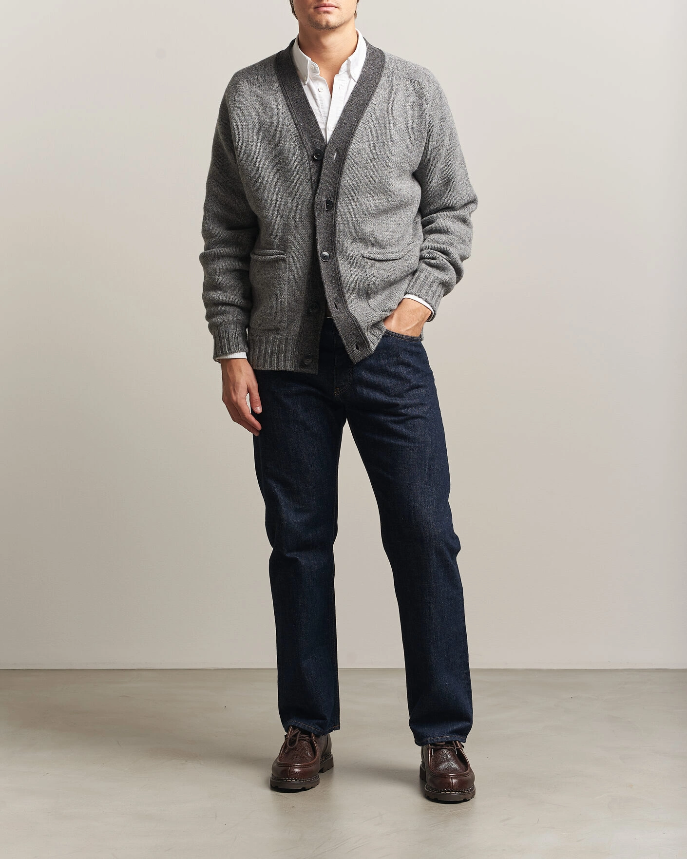 Herr | Tröjor | Barbour Lifestyle | Scottish Made Knitted Cardigan Grey Marl